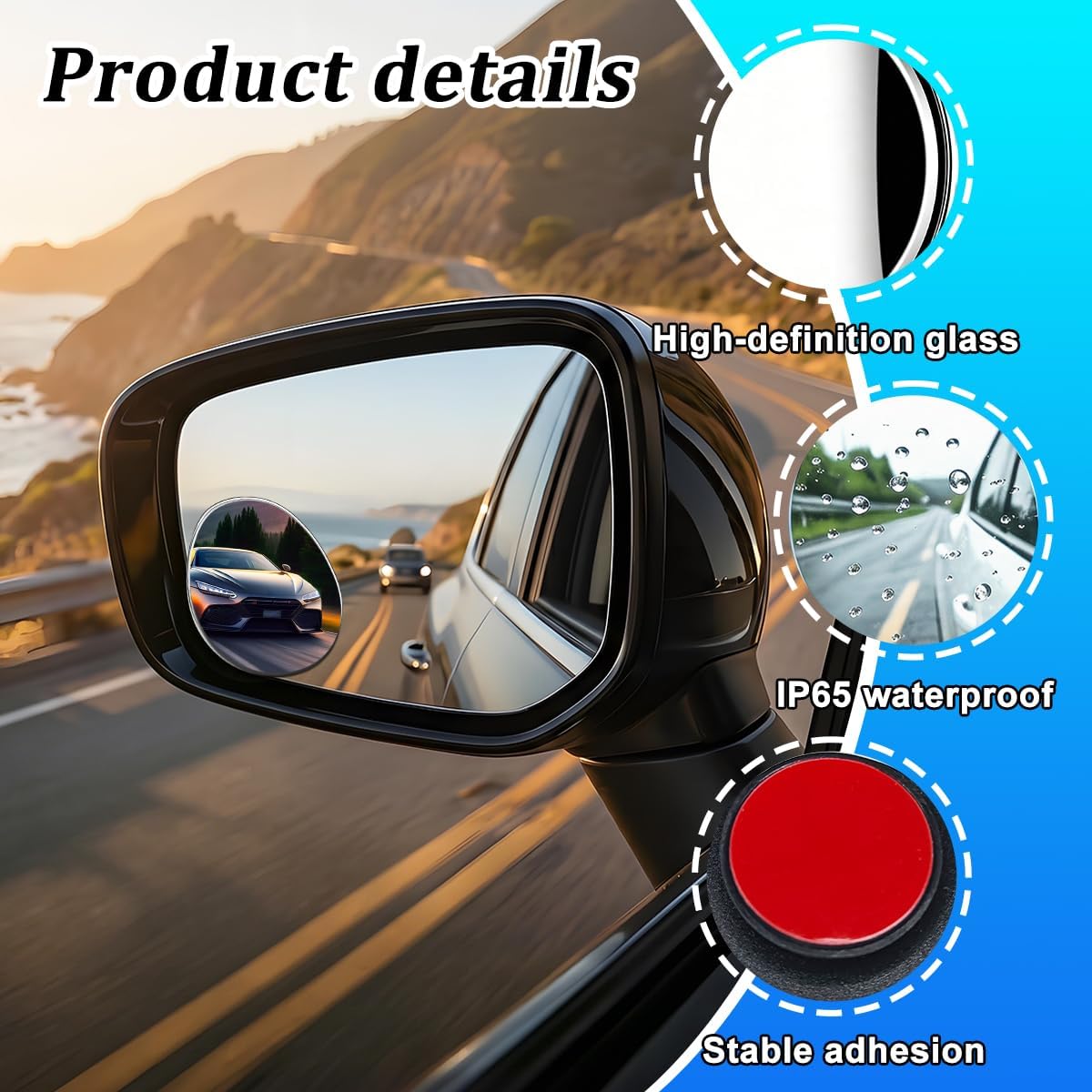 2PCS Blind Spot Car Mirror, Irregular HD Glass Frameless Convex Vehicle Rear View Lenses, Wide Angle Adjustable Reduce Blind Spot Automotive Side Mirrors, Universal for SUV RV Truck (StyleD) image 4