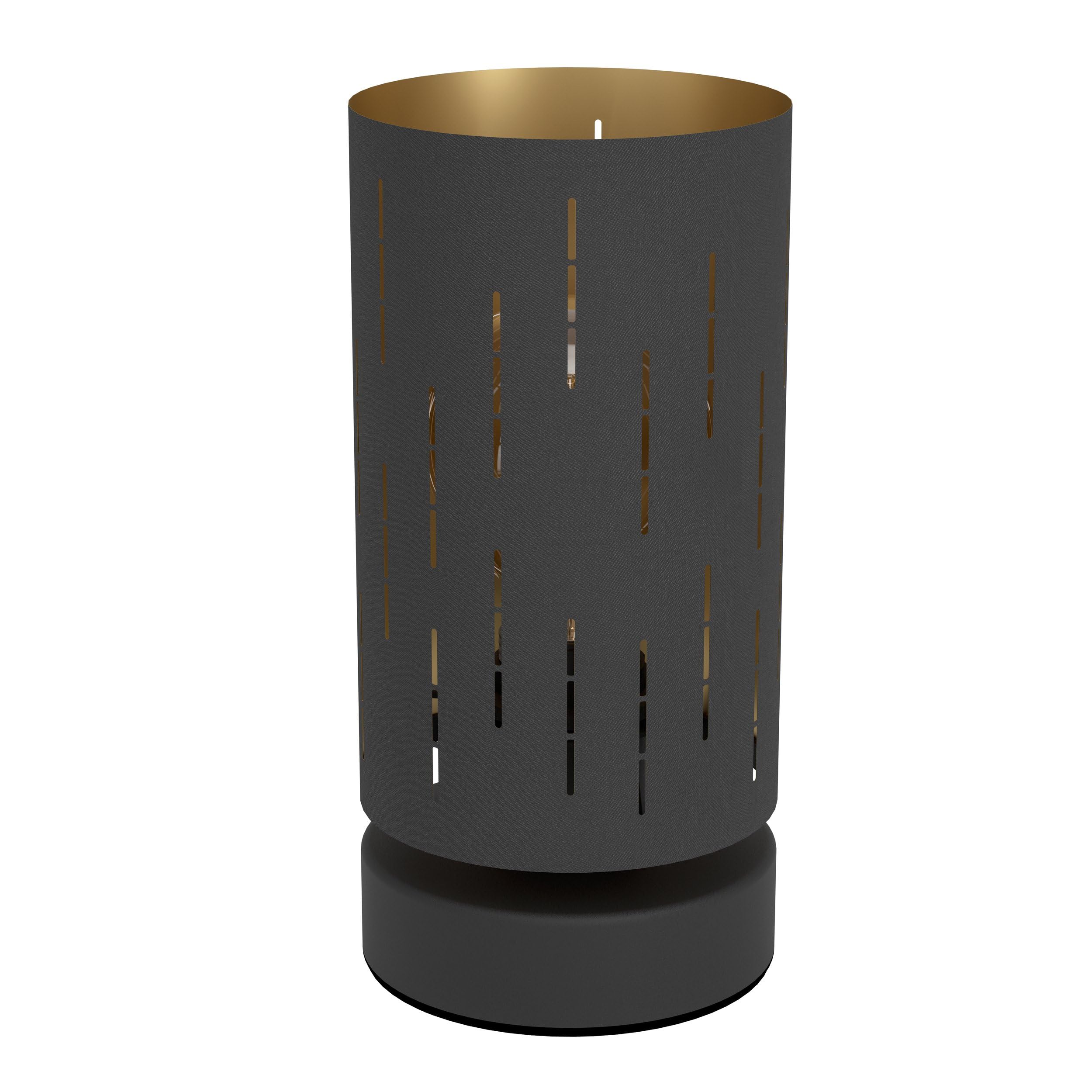 Lampe de table Lytham EGLO en acier et textile noir avec douille E27 dorée