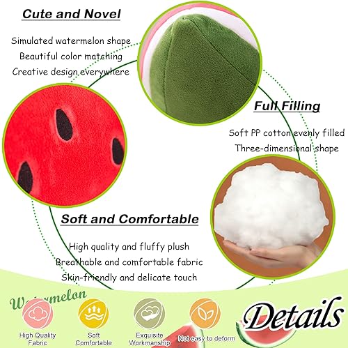 Miniatura 10 de zhidiloveyou Almohada de felpa de sandía, lindo juguete de frutas rellenas, almohada de abrazo, regalos para niños de 11.8 pulgadas