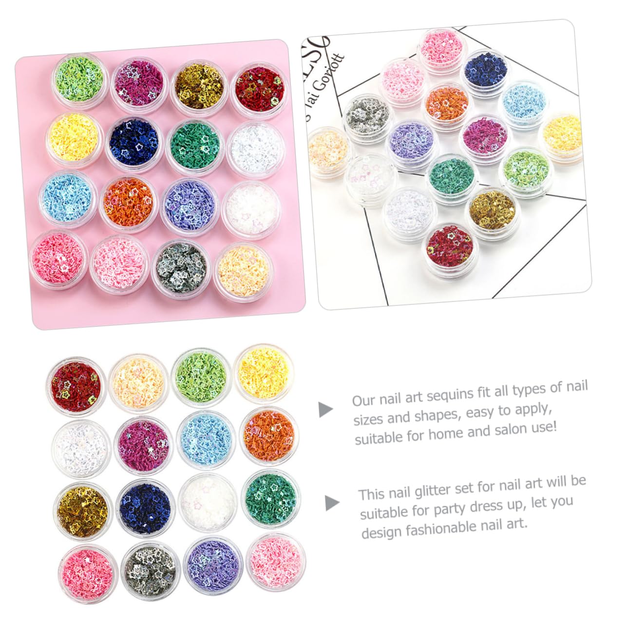 Ipetboom 4 Set Glitter Stella A Cinque Punte Smalto Gel Neon Unghia Strass Termoadesivi Metallico Rosso Pieno Gel Unghie Primer Unghie Viso Glitterato Scaglie Di Unghie Paillettes 16box*4