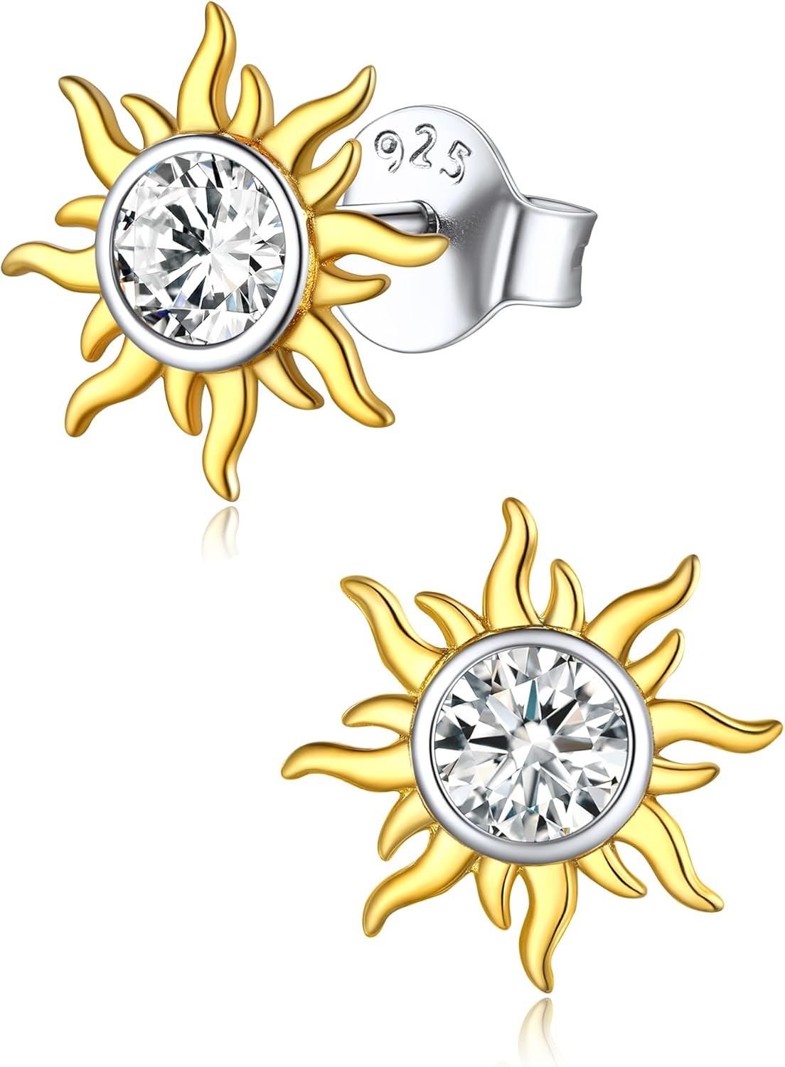 ChicSilver 925 Sterling Silver Earrings Dainty Sun Earrings Small Round Birthstone Earring for Women
