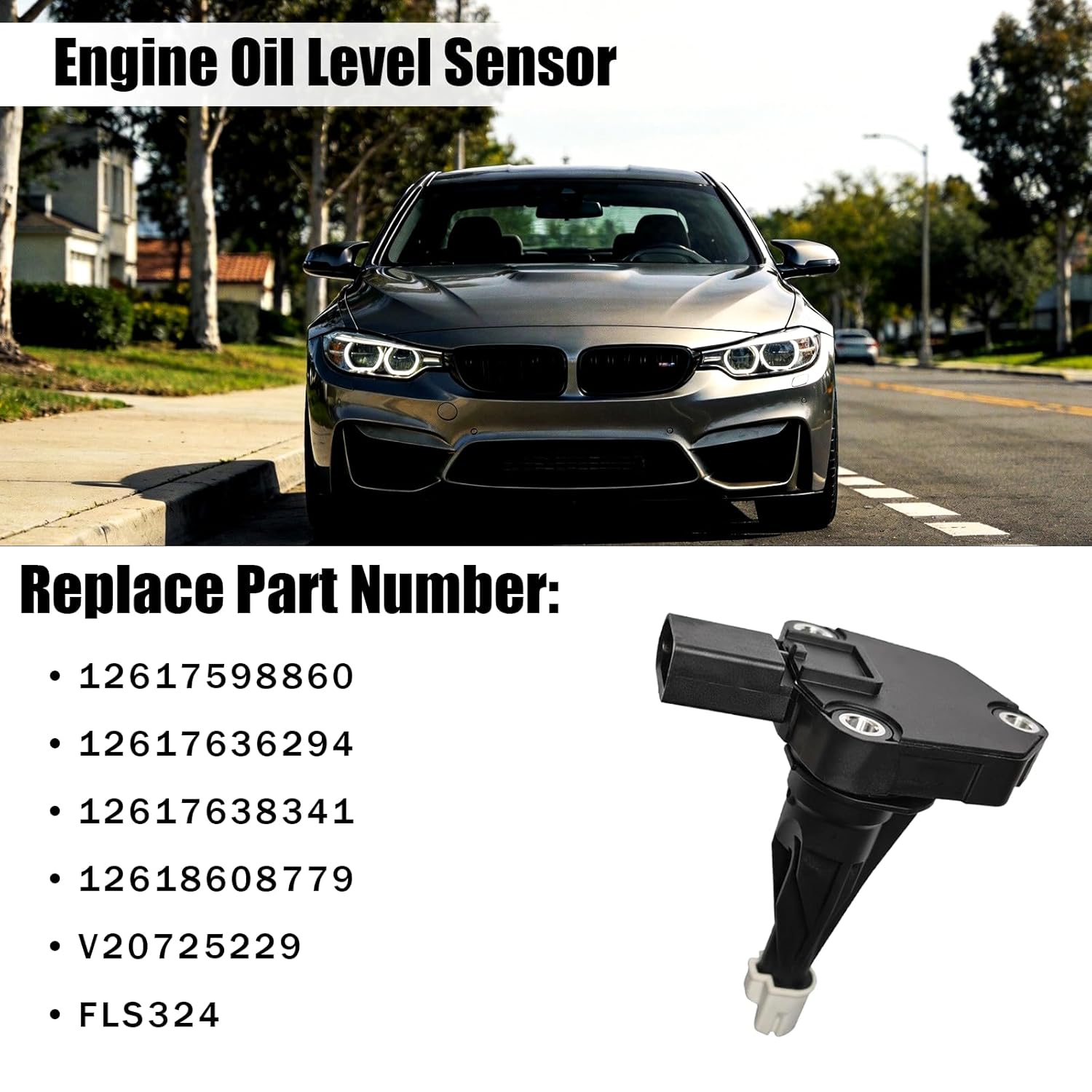 Engine Oil Level Sensor Compatible with BMW 320i 328i 428i 528i X3 X4 X5 2.0L 2014-2018,Replaces OE 12617598860 12617636294 12617638341 12618608779