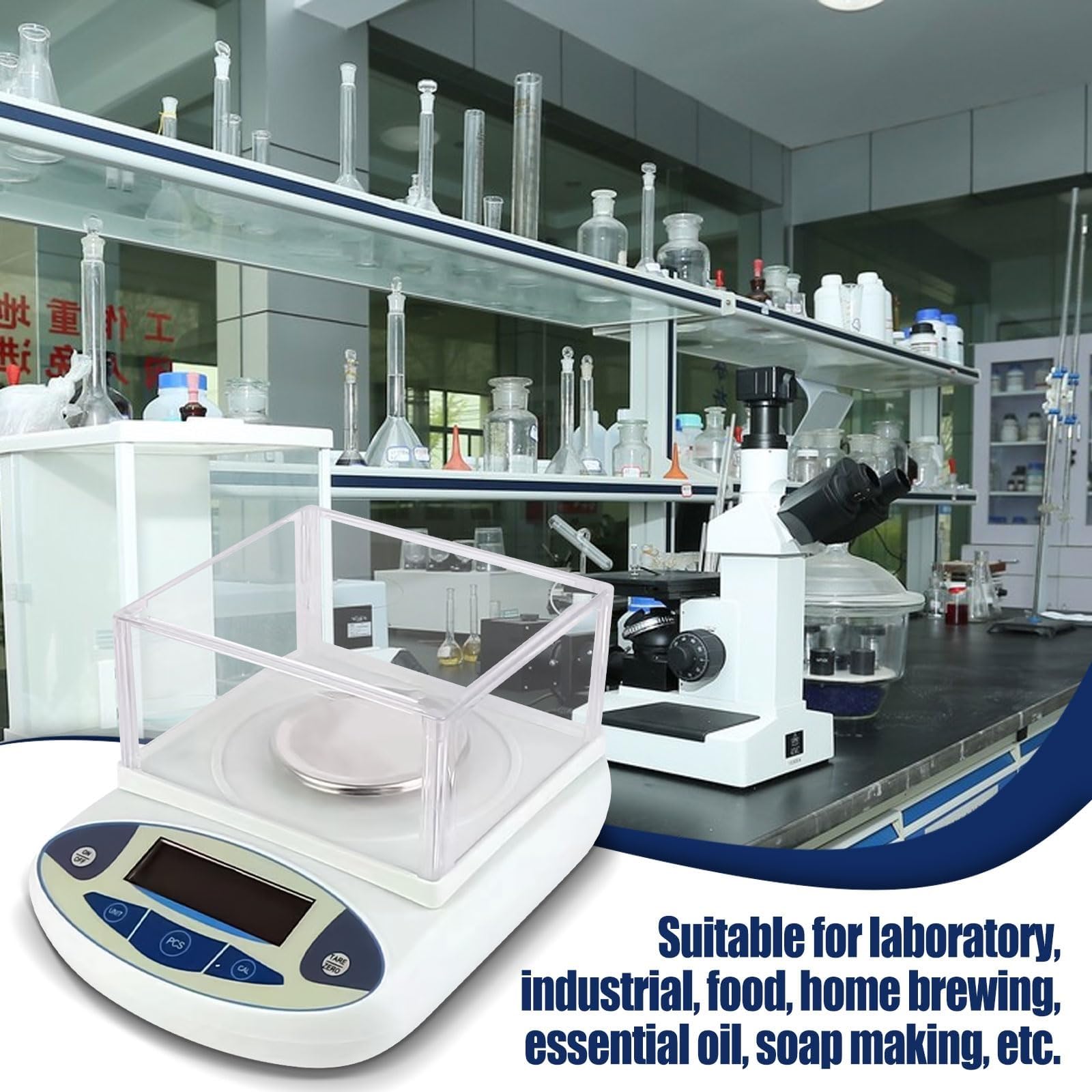 X&Z-XAOY Bilancia da Laboratorio 500g&0.001g Bilancia Elettronica Ad Alta Precisione Bilancia Analitica Digitale con Parabrezza E Peso Standard da 200 G Bilancia Scientifica Elettronica Accurata