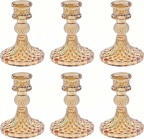 6 portavelas cónico de cristal, soportes de pilar de vela para mesa, mantel de boda, inauguración de la casa, regalo para decoración del hogar