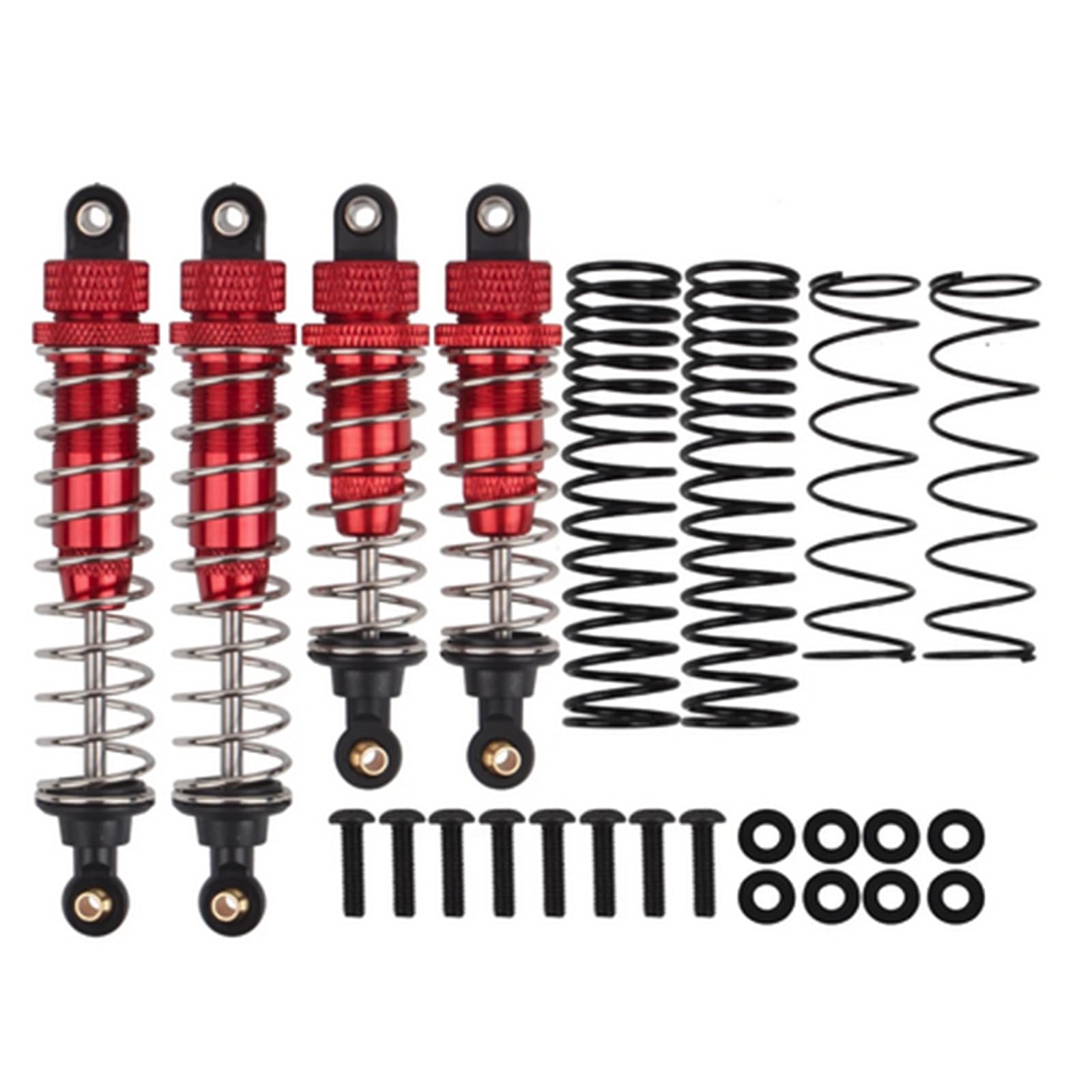 XBERSTAR 1/10 RC Front Rear Shock Absorber 4-Pack Aluminum Shock Absorbers for Tamiya DT-02 DF-02 DT-03 TT-02B 1/10 RC Upgrade Parts (Red)