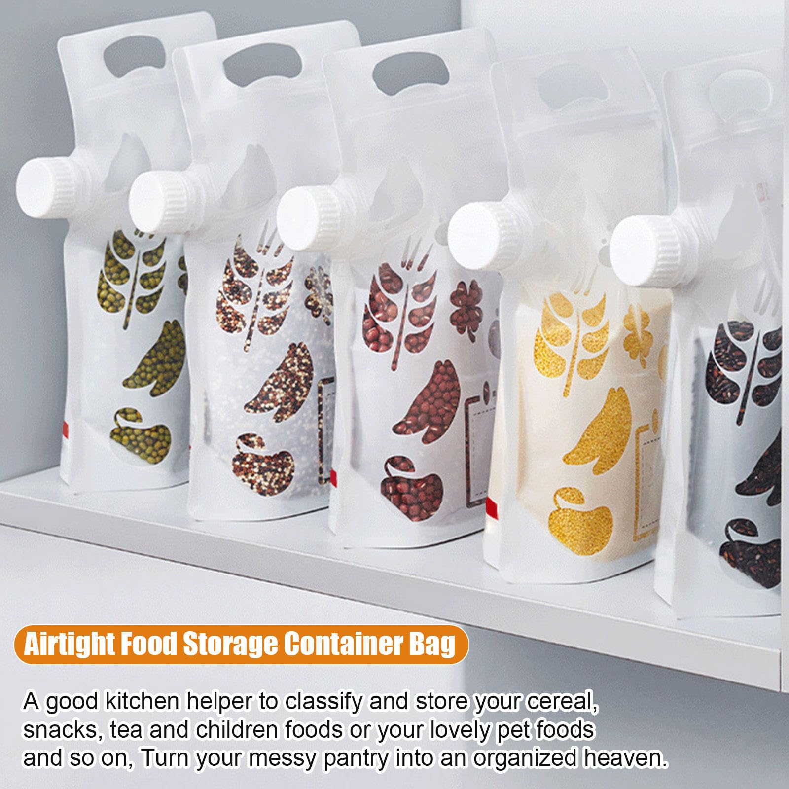 Sacchetti per Contenitori per Alimenti Richiudibili Borse Stand Up con Finestra Stampa Trasparente Buste per Imballaggio, Calibro 0,98 Pollici, 6,3x9,8 Pollici, Confezione da 20