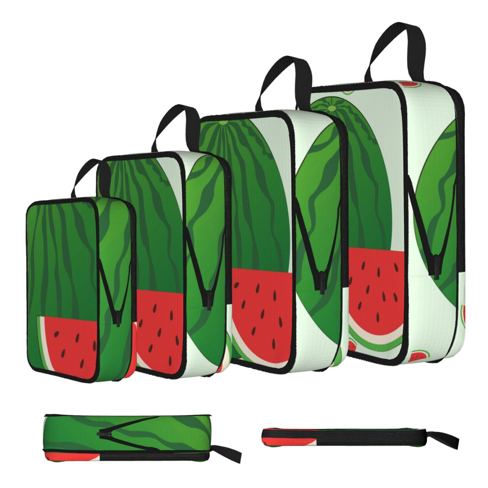 Sxzvvbn Black Cartoon Watermelon Compression Packing Cubes 4 Piece Set