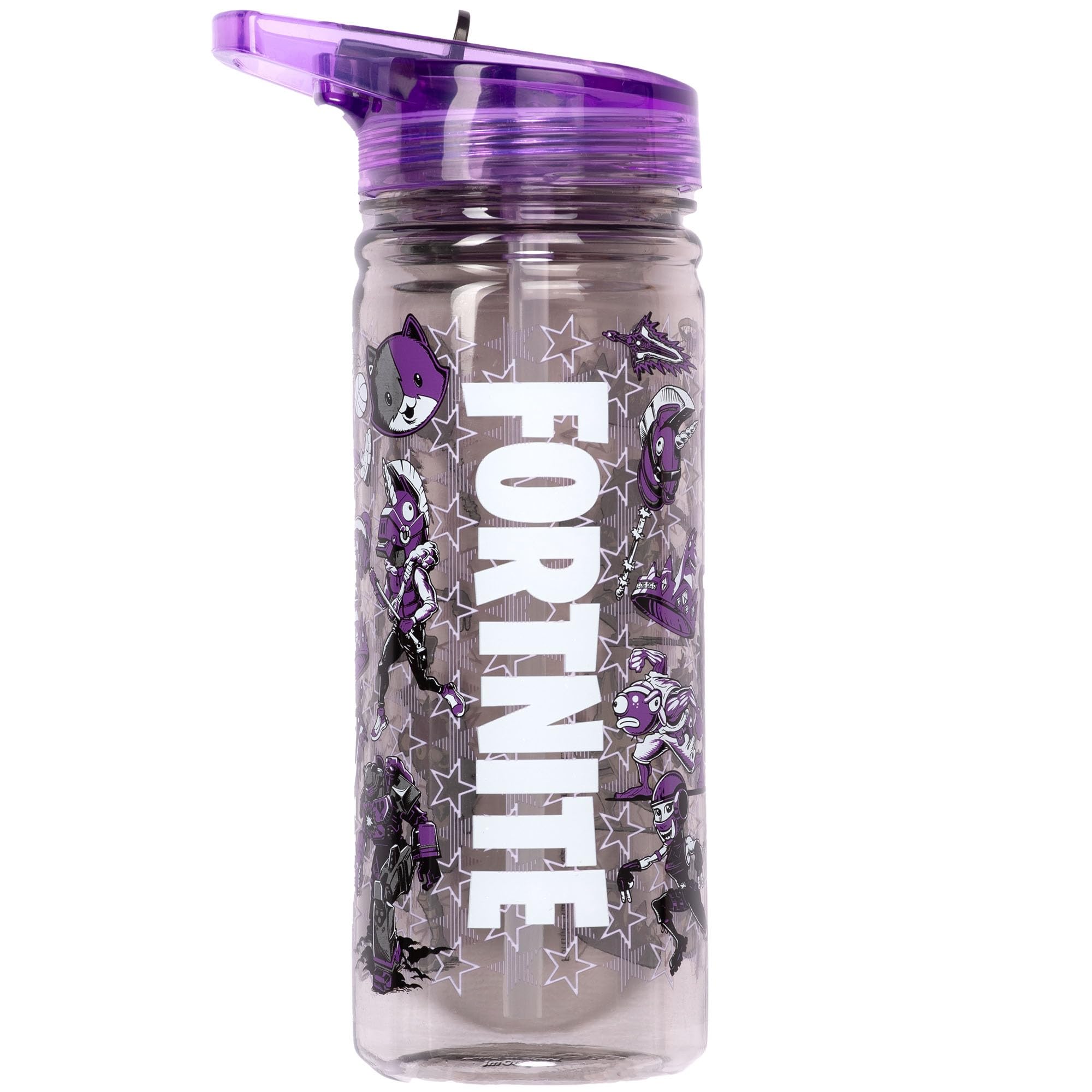 Fortnite Water bottle with straw 580 ml 100% Leakproof Durable School Water Bottle Strong Plastic and BPA free - Purple