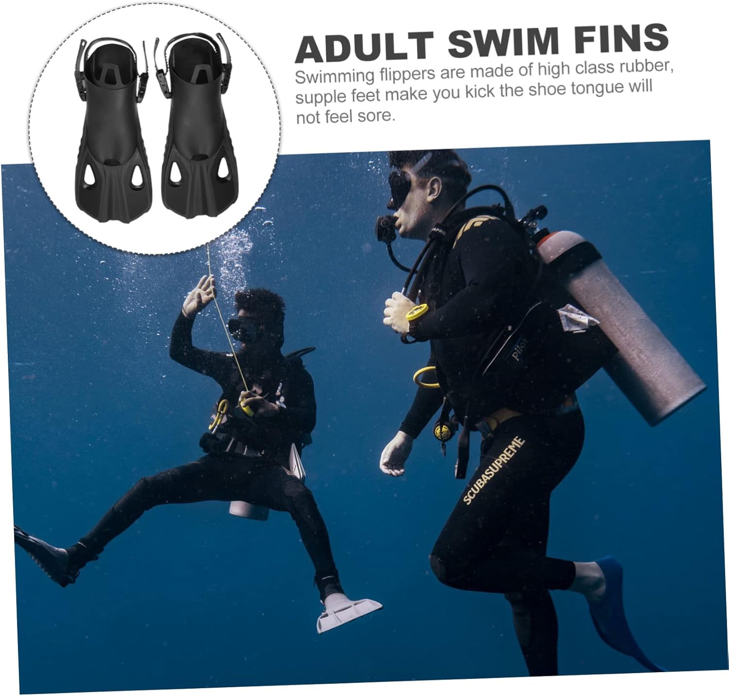 Adjustable Swim Training Fins for Adults Flexible Rubber Swimming Flippers with Quick Release Button Lightweight Comfortable Snorkeling and Diving Gear for Men and Women