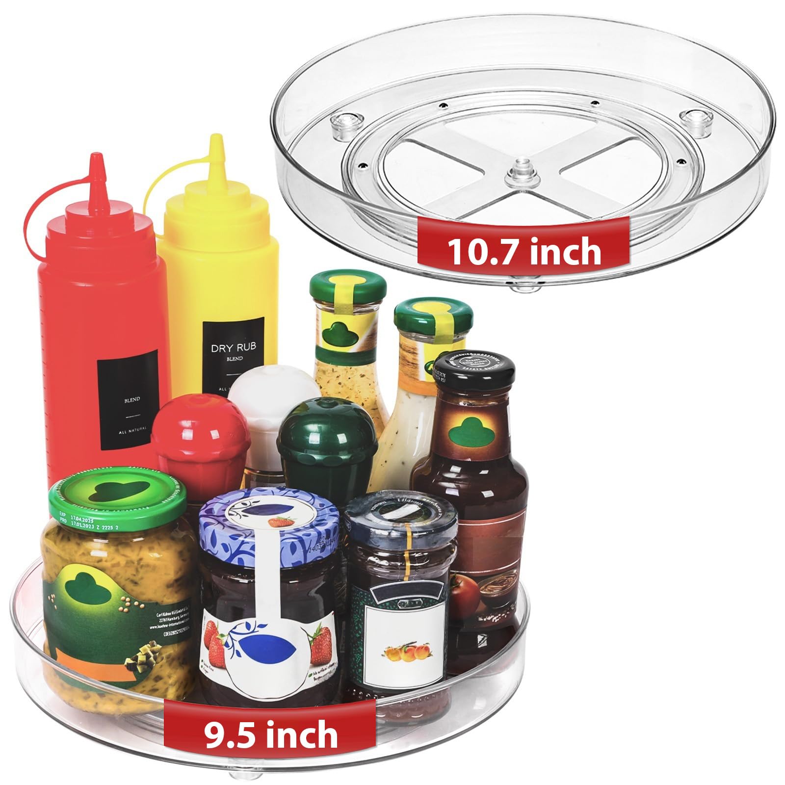 Optish 2 Pack Lazy Susan Organizer, 9.5 Inch, 10.7 Inch Lazy Susan Turntable for Cabinet, Turntable Organizer for Pantry Organizers and Storage,