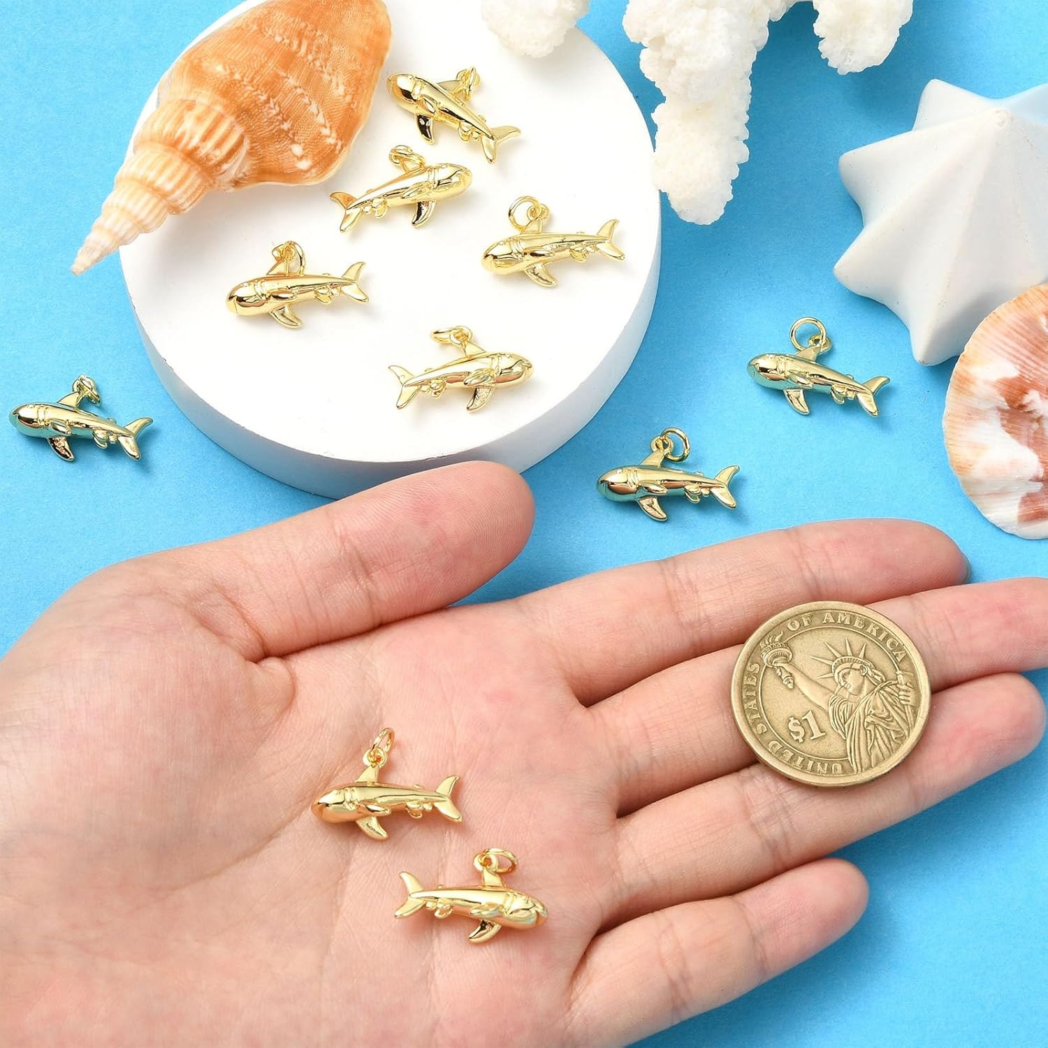 KitBeads 10Pcs Gold Plated Shark Charms Brass Ocean Animal Shark Fish Charm for Jewelry Making Bracelets Necklaces Earrings Crafts - Image 4