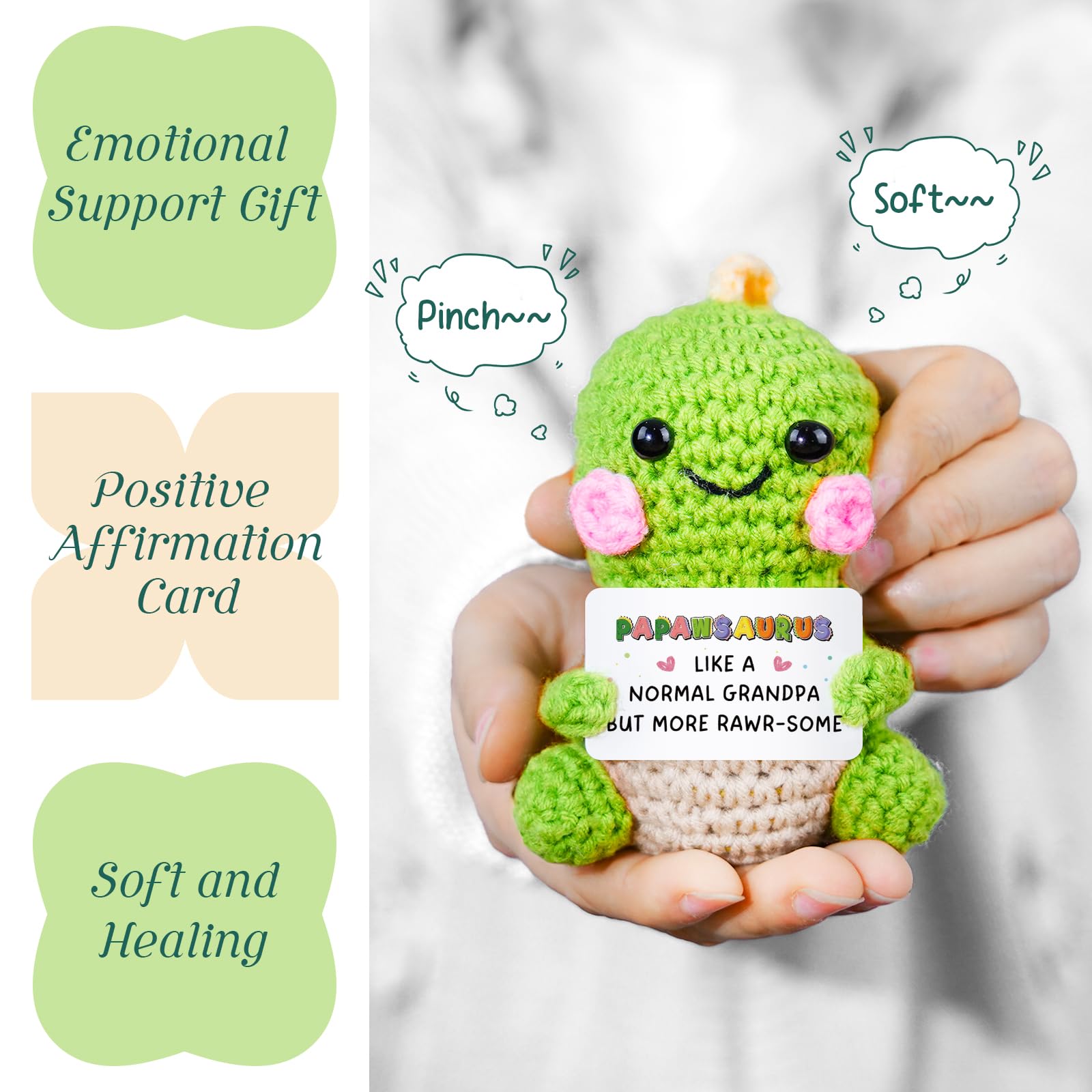 AceThrills Papaw Gifts for Papaw Birthday Gifts from Grandkids for Fathers Day Christmas - Handmade Crochet Funny Cute Dinosaur Papawsaurus