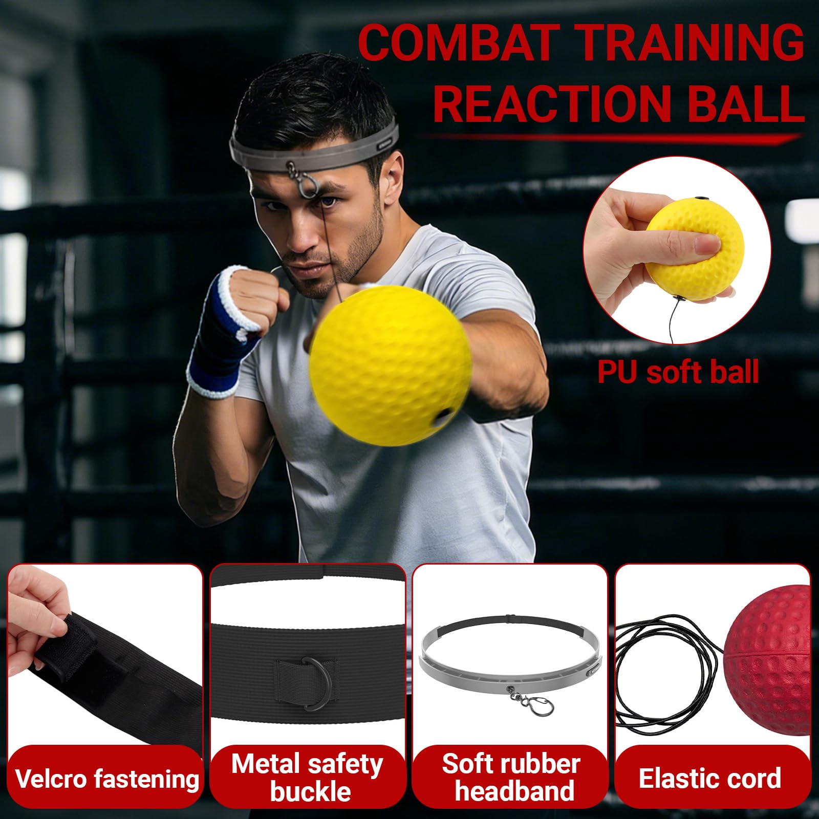 dellyy Palline da giocoliere, palla di reazione, Brain Box con 4 palline da boxe e 2 fasce regolabili, bende per bambini, idee regalo per ragazzi e coordinazione occhio-mano
