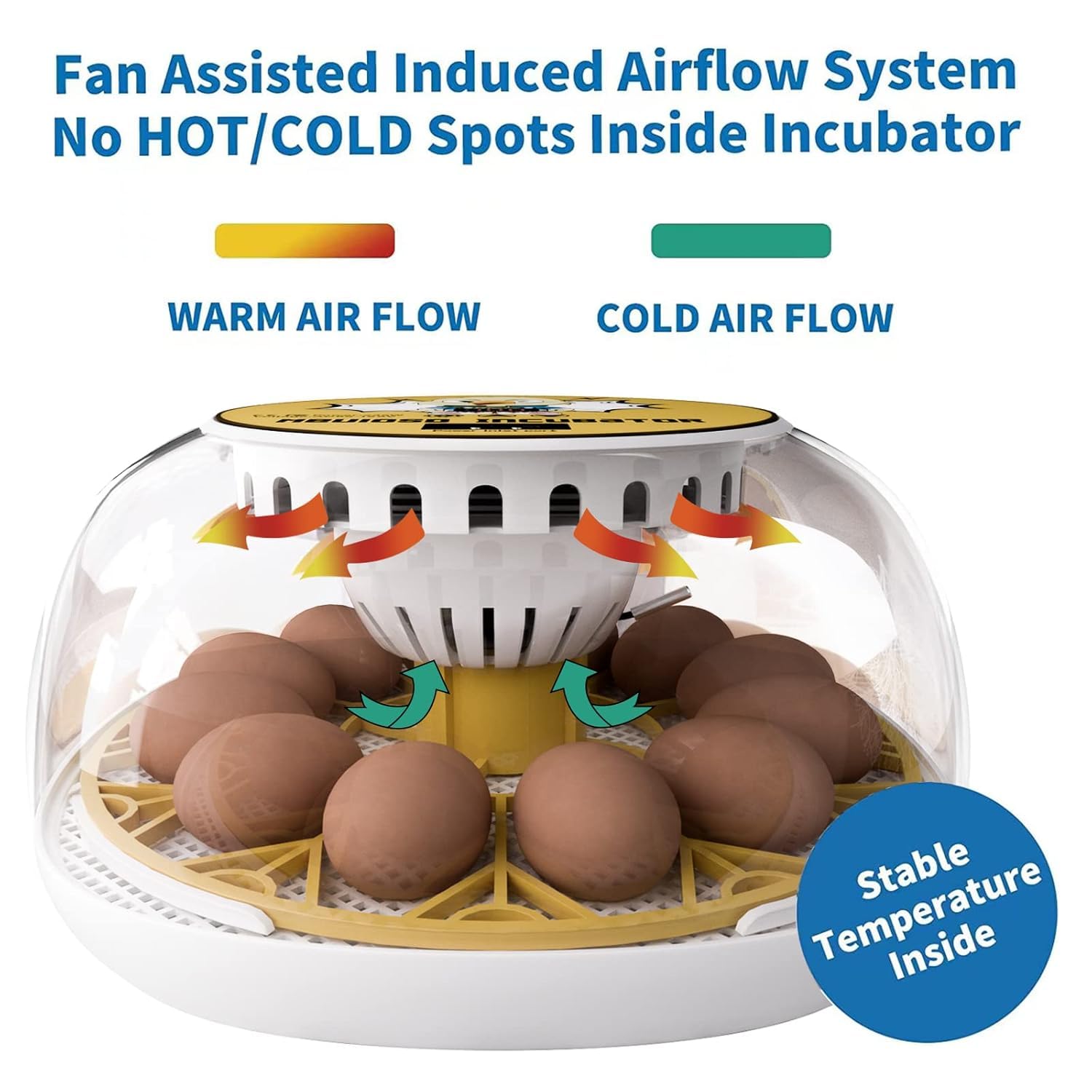 Egg Incubator 12-24 Eggs Automatic Intelligent Incubators for Hatching Eggs，with Automatic Turner and Temperature Control Small Poultry Incubator for Hatching Chicken Quail Duck Bird Eggs