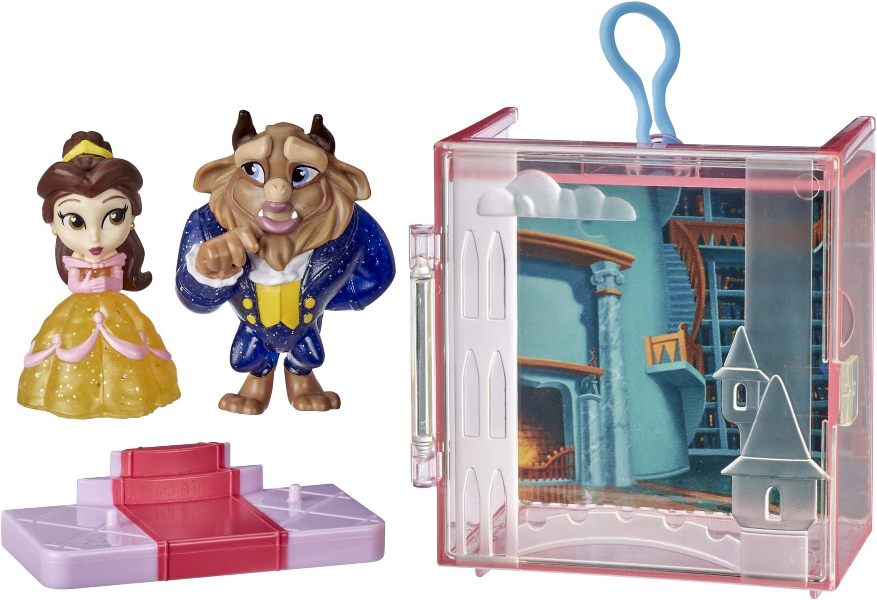 Disney Princess Perfect Pairs Belle, Fun Beauty and The Beast Unboxing Toy with 2 Dolls, Display Case and Stand, for Kids 3 Years and Up