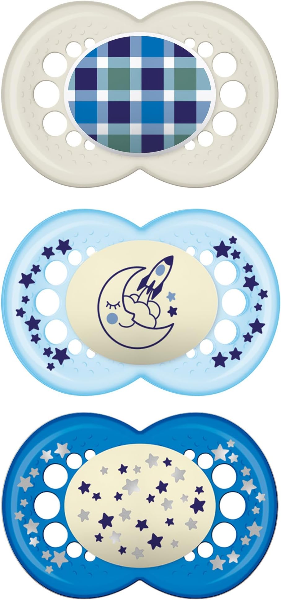 MAM Day and Night Pacifier Value Pack (1 Day and 2 Night Pacifiers), MAM Pacifiers 16 Plus Months, Best Pacifier for Breastfed Babies, Glow in The Dark Pacifier for Boys