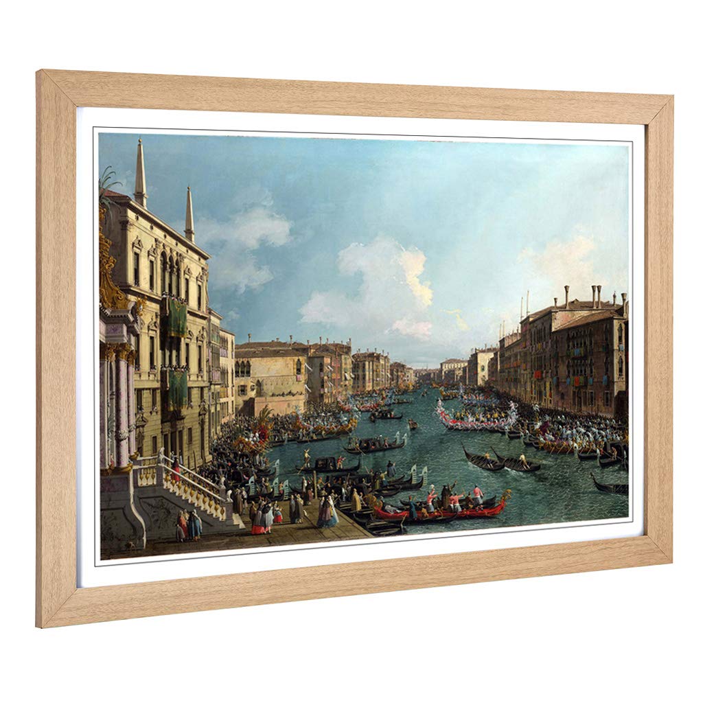 Big Box Art Framed Print of Giovanni Canaletto Regatta on The Grand Canal Design | Wall Art Picture| Home Decor for Kitchen, Living Room, Bedroom, Hallway, Oak, A2 / 24.5x18 Inch / 62x45cm