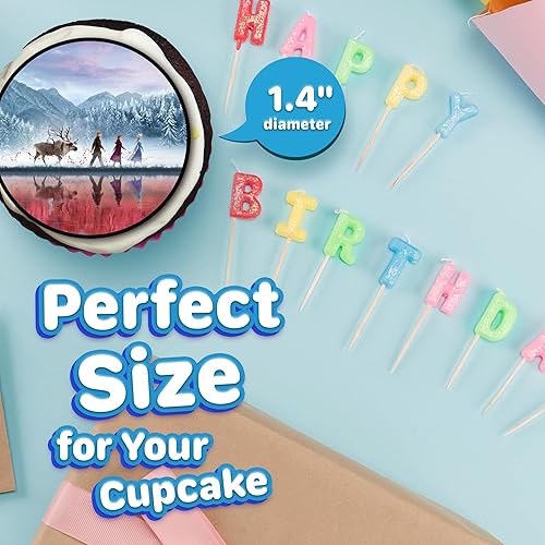 Miniatura 4 de 30 adornos comestibles para cupcakes  Colección inspirada en princesas de invierno de decoraciones comestibles para tartas  Sin cortar comestible en