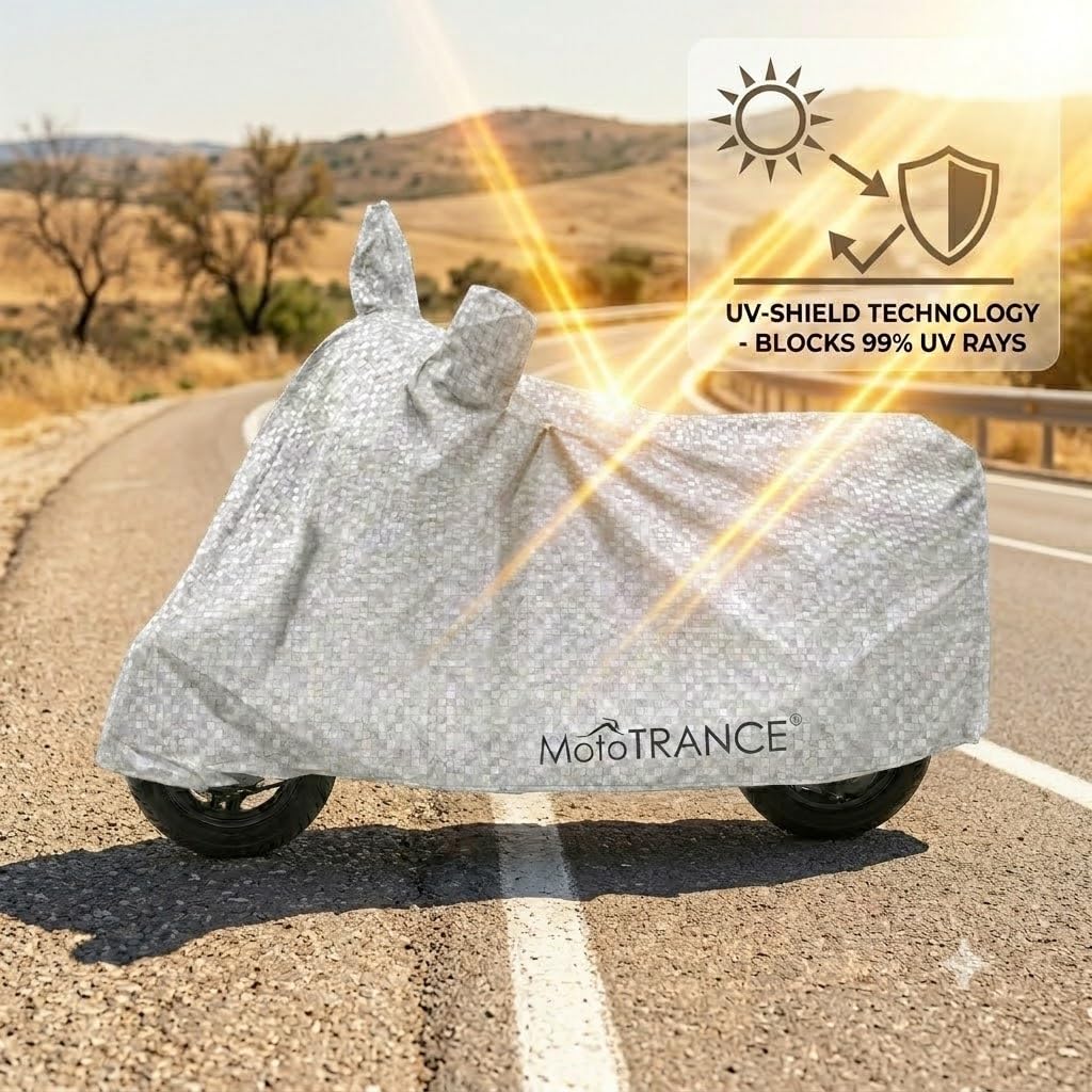 Mototrance Silver Waterproof Bike Body Cover for Bajaj Pulsar AS150 | 99.9% Waterproof & Dustproof | Soft Inner Cotton Lining | Anti Scratch | Interlock Stitching | Buckle Belt | Two Wheeler Cover 2