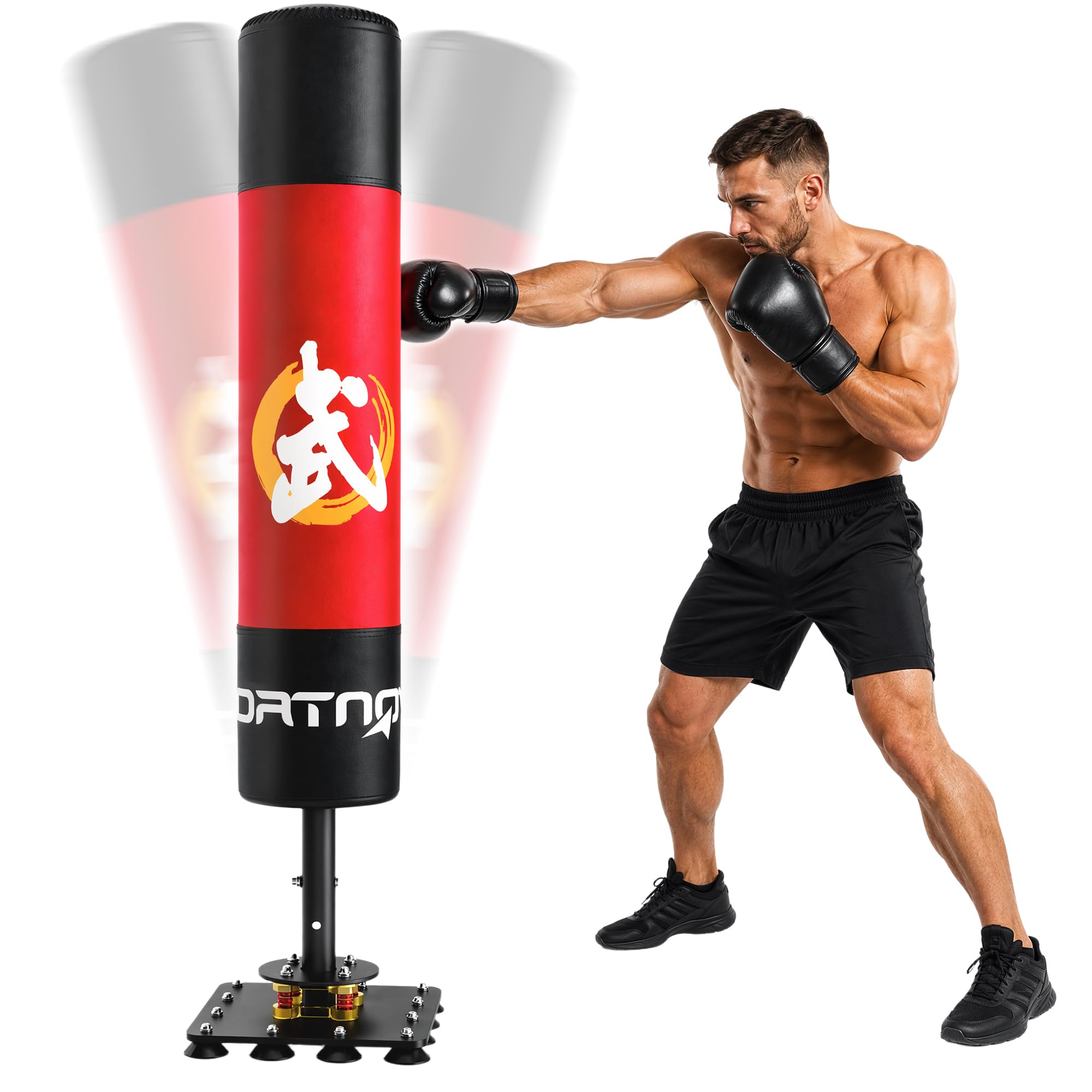 SPORTNOW Sacco da Boxe Autoportante per Adulti, 156 cm, Robusto, con 12 Ventose e Ammortizzatore, per Kickboxing, MMA, Muay Thai e Allenamento in Casa