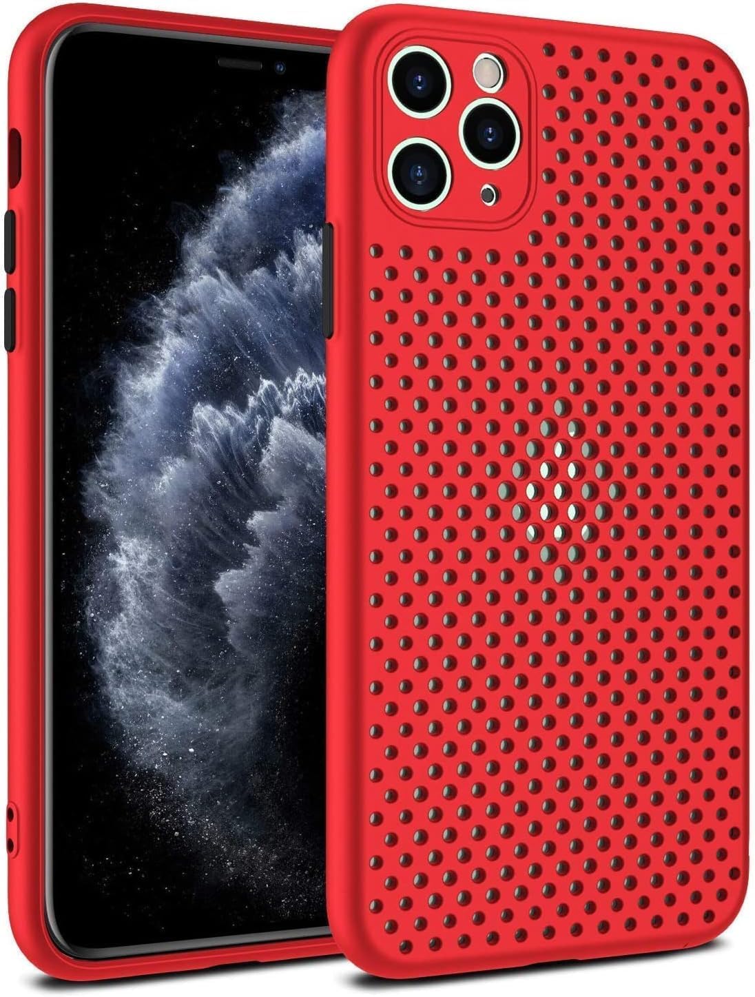 Heat Dissipation Phone Case Designed for iPhone 16 Series, Breathable Hollow Cellular Hole Full Back Camera Lens Protection Ultra Slim TPU Phone Case Cover (Red,for iPhone 16 Plus)