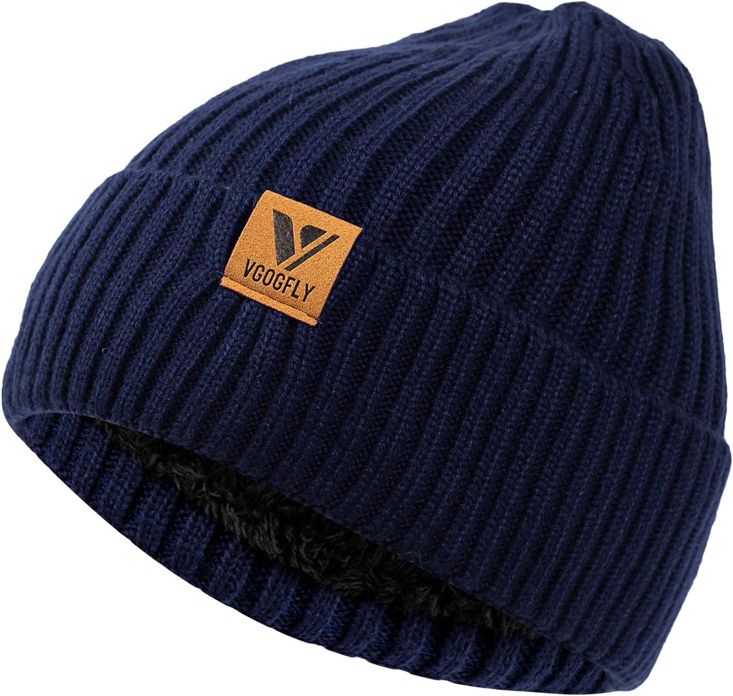 Vgogfly Lined Men Beanie Slouchy Knit Skull Cap Warm Stocking Hats Guys Women Striped Winter Beanie Hat - Image 2