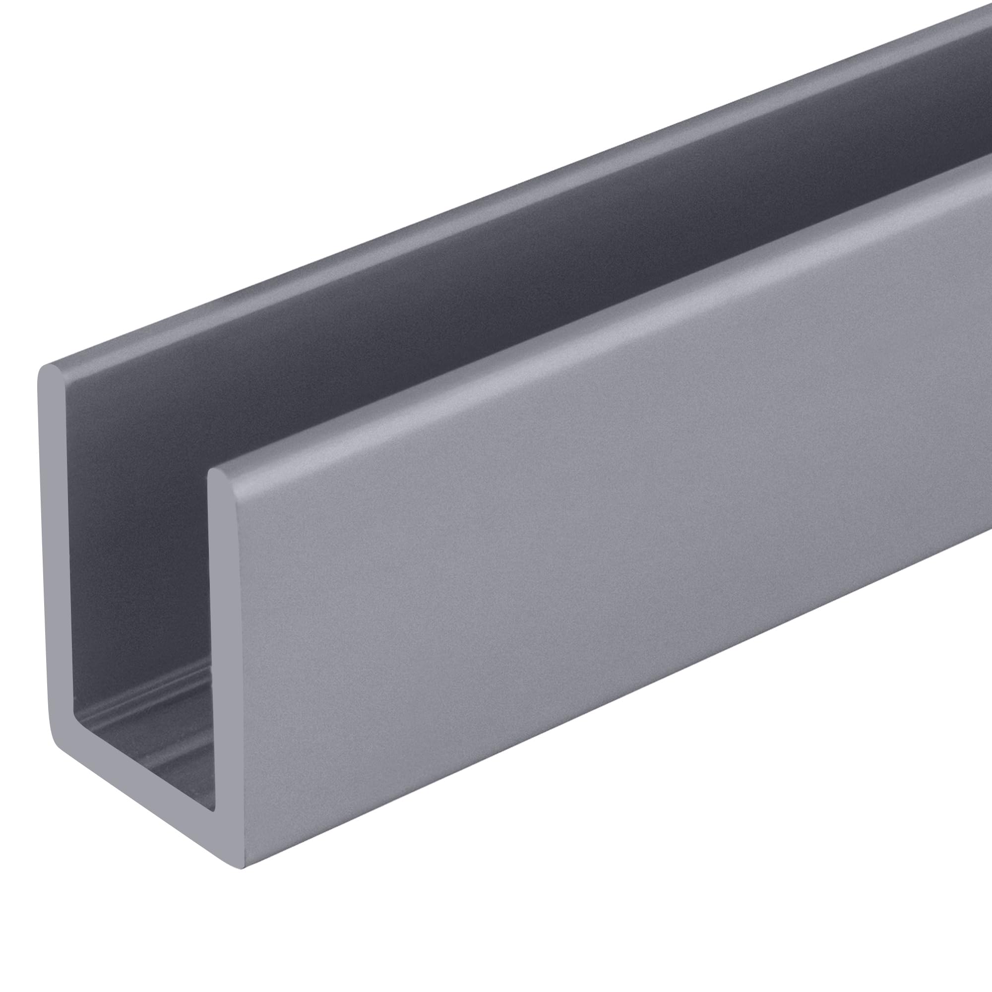 Brixwell SDCD3812A-CCP18-XCP10 satynowe anodowane bezramowe drzwi prysznicowe aluminiowe głębokie kanały U do grubego szkła 3/20.3 cm - długość magazynowa 45 cm - opakowanie 10 sztuk