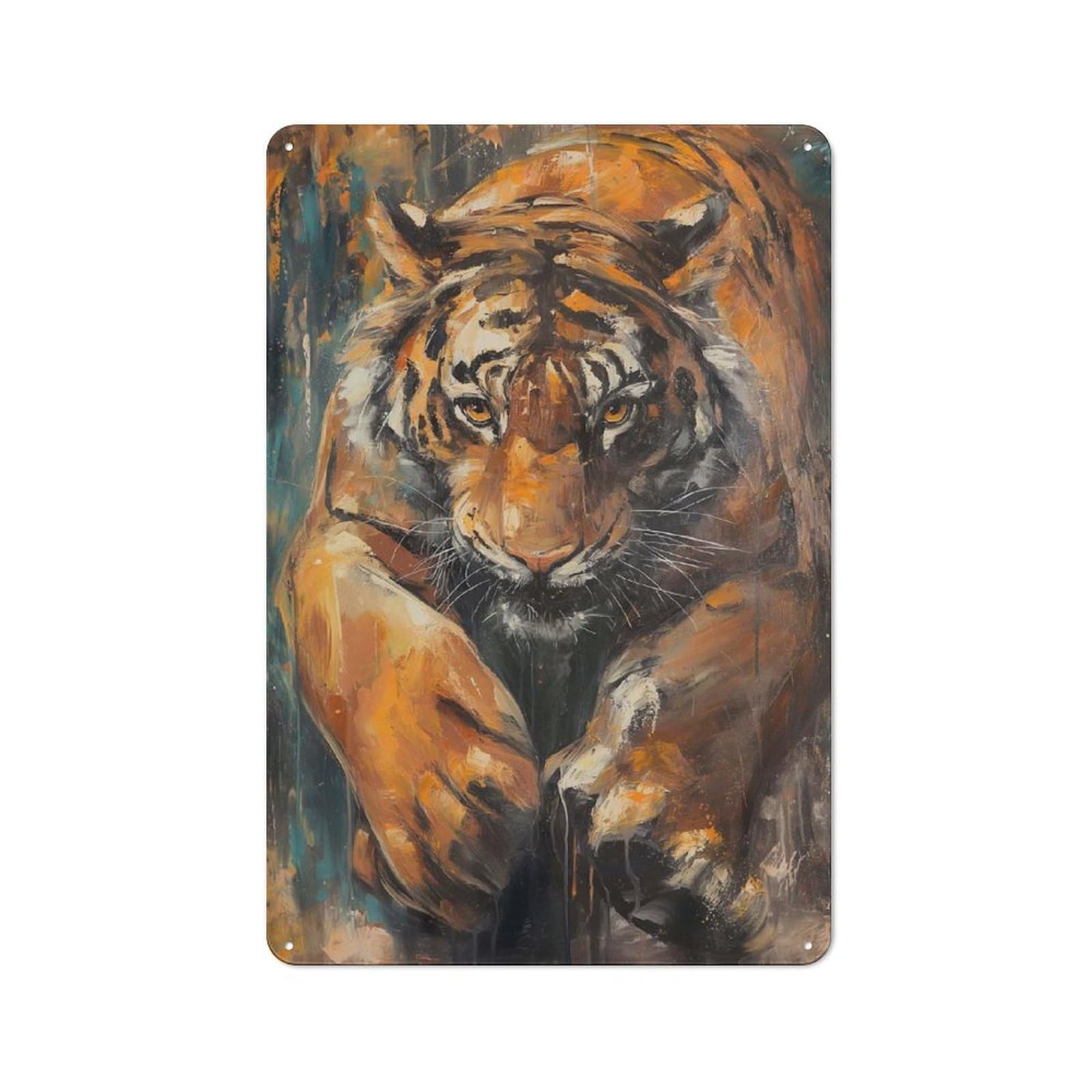 Junmoney Style-11 Retro Bengal Tiger Mysterious Vintage Metal Sign 30X20cm, Room Wall Plaque For Flat, Dorm Room, Lounge Or Cafe