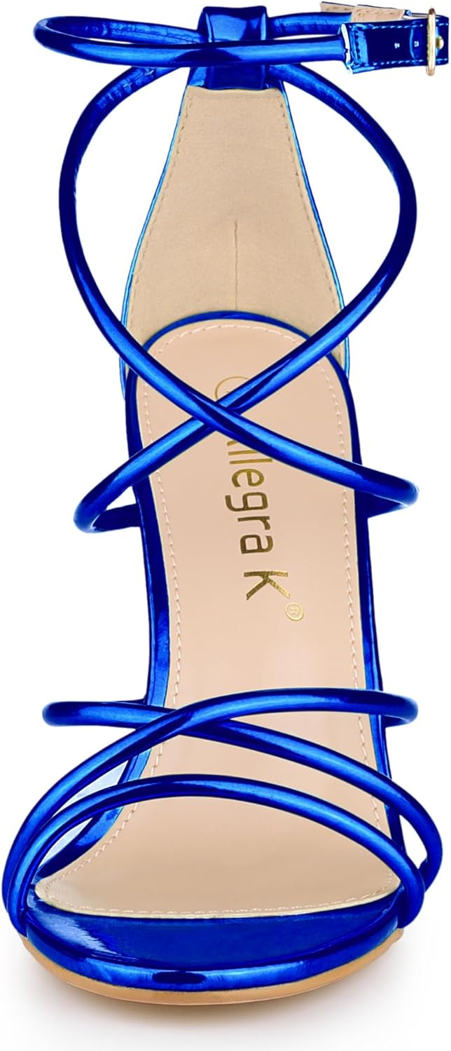 Allegra K Women's Open Toe Strappy Straps Stiletto Heel Royal Blue Sandals 8.5 M US - Image 2