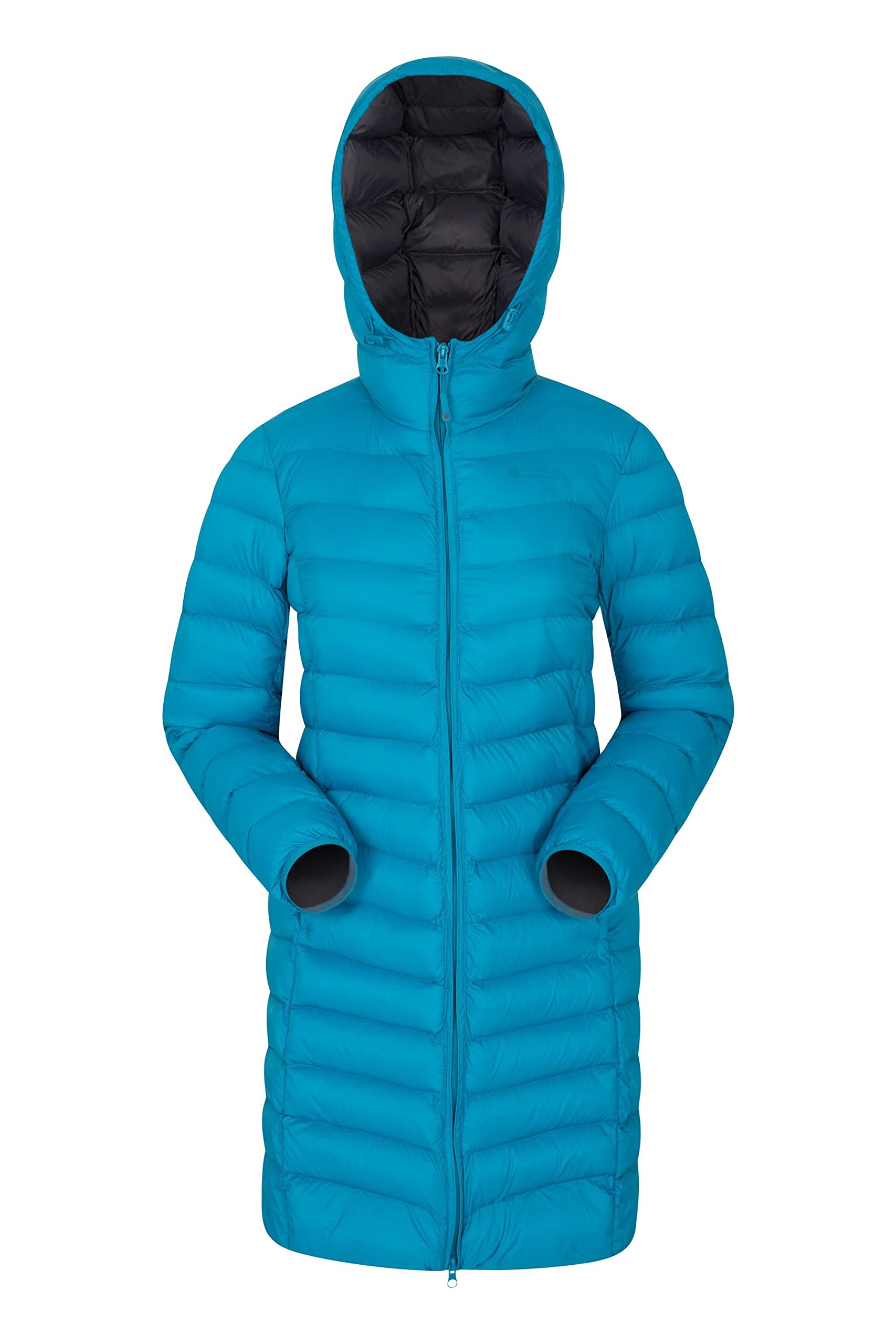 Mountain Warehouse Florence Womens Winter Long Padded Jacket - Water Resistant Rain Coat, Lightweight Puffer Jacket, Warm, 30C Heat Rating - for Outdoors, Walking Teal Women's Size 8