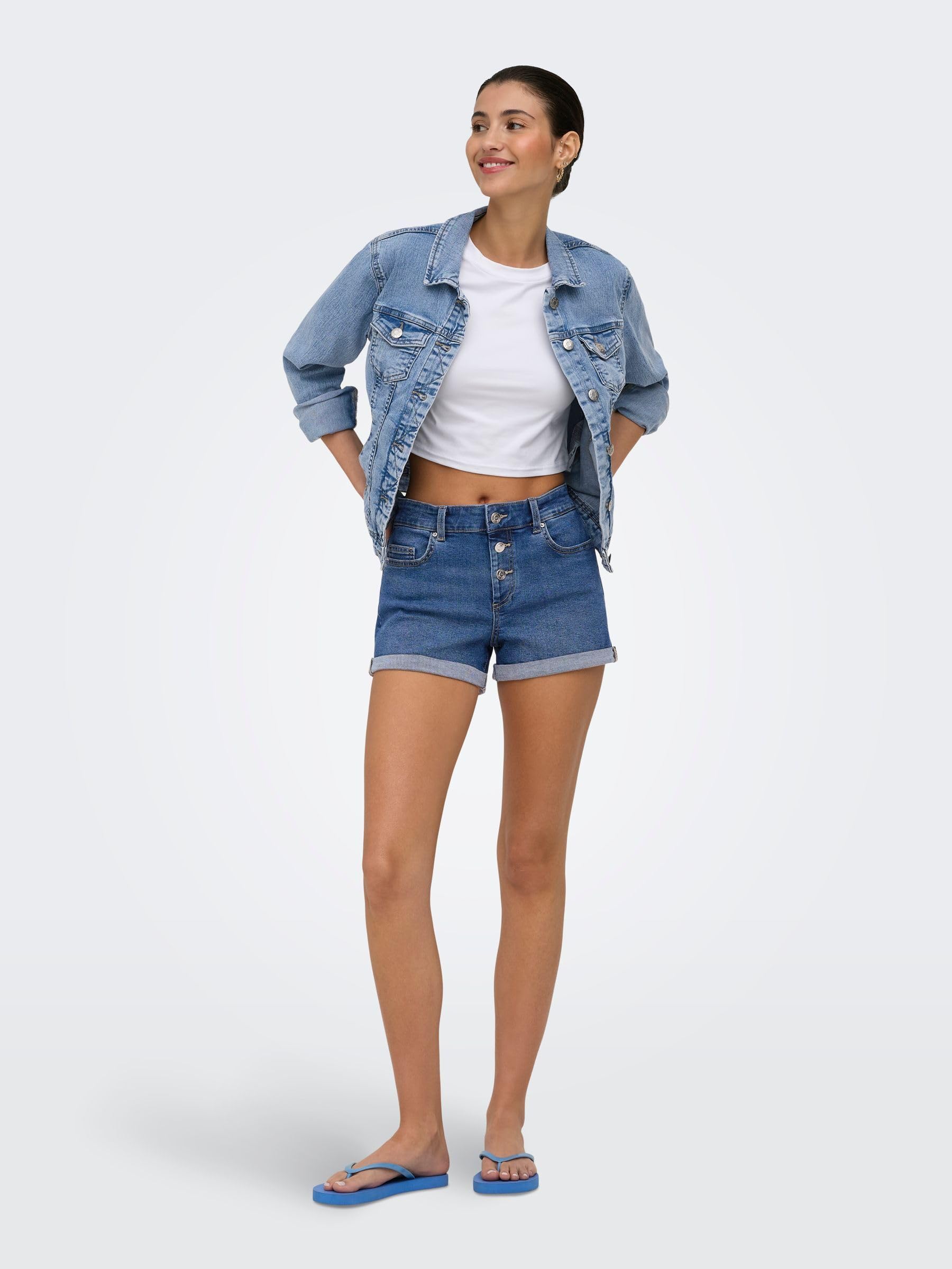 ONLY Onltia Dnm Jacket Col Pimbox Noos Giacchetto denim Donna