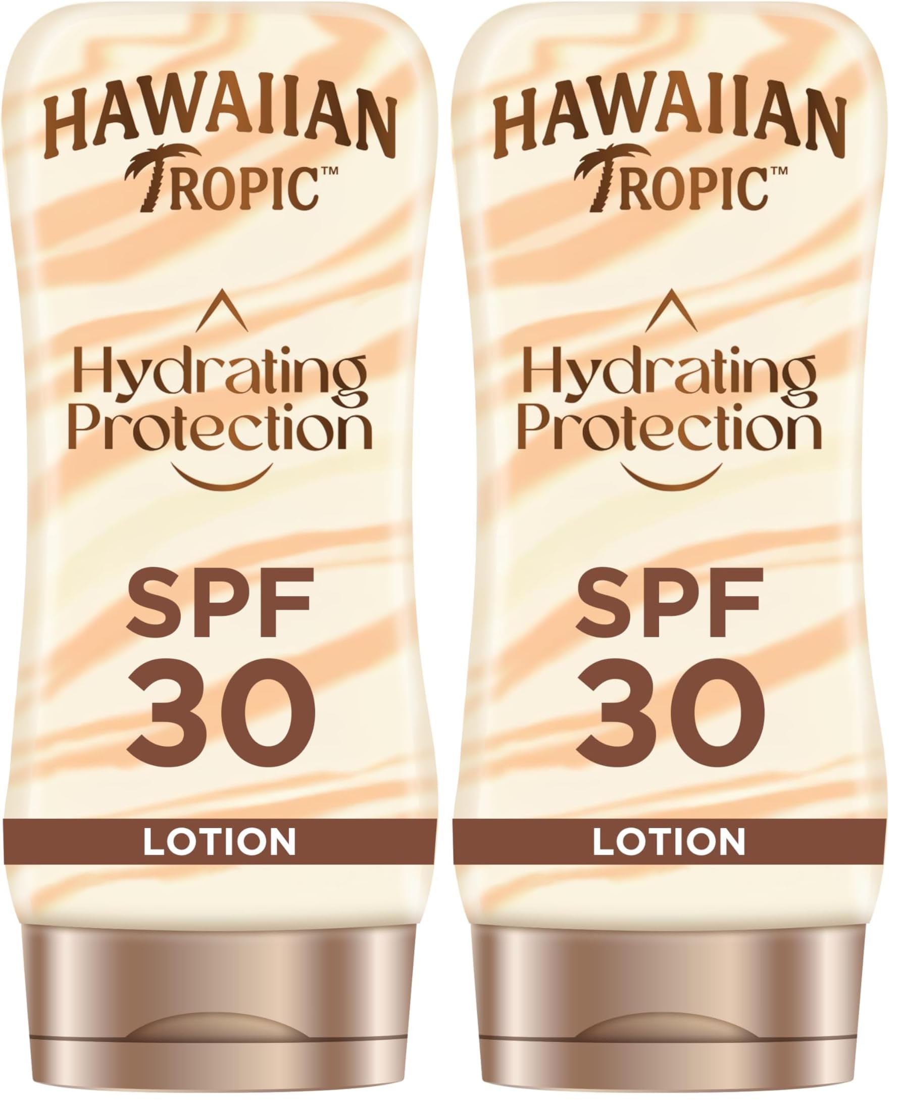 Hawaiian Tropic| Hydrating Protection Sonnenschutz mit LSF 30, UVA- und UVB-Schutz, 180 ml, 12 Stunden Feuchtigkeitsversorgung mit Kakao- und Sheabutter, wasserfest, vegan (Packung mit 2)