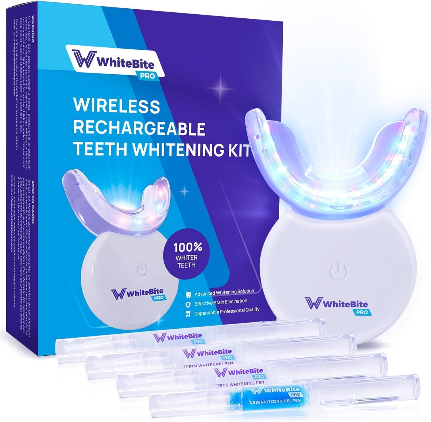 Teeth Whitening Kit – LED Light, Whitening Pens & Gel (Spearmint)