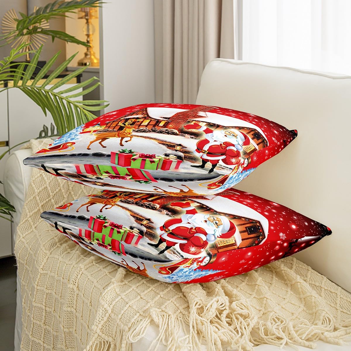 Federa decorativa per cuscino natalizia, 45,7 x 45,7 cm, motivo