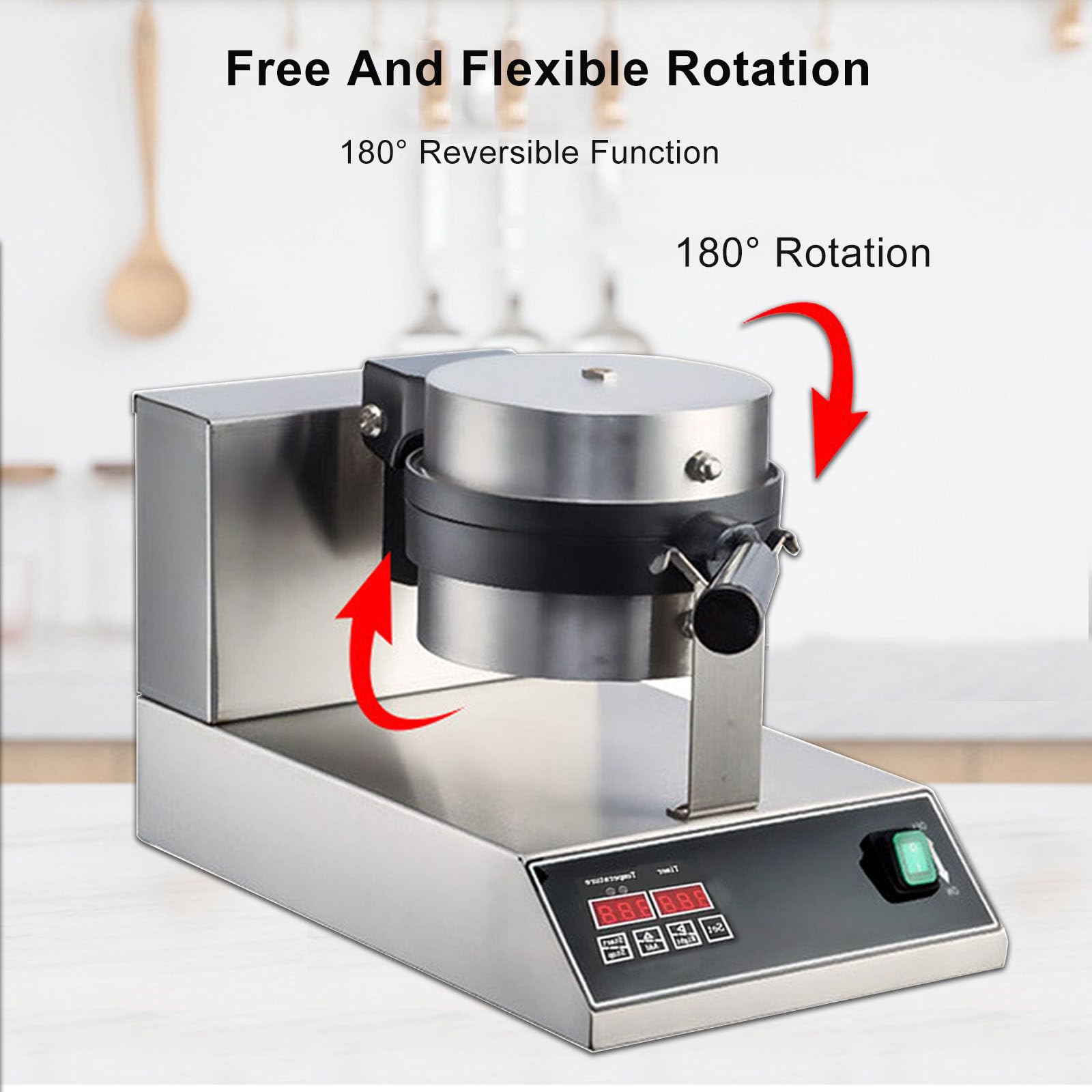 Máquina para hacer hamburguesas, Ice Cream Burger Make Electric Burger Waffle Maker- Pantalla digital, máquina para hornear prensa de hamburguesas antiadherente con temporizador de ajuste y
