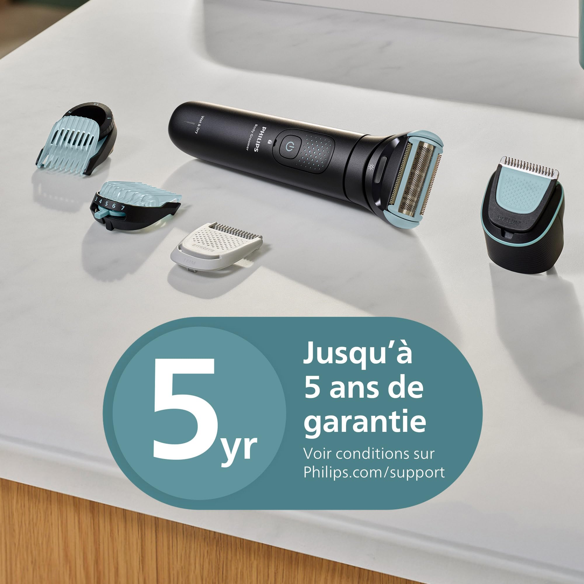 Philips Bodygroom série 7000 tondeuse hommes tête flexible 2D système rasage Triple protection étanche autonomie 120 min BG7480/15