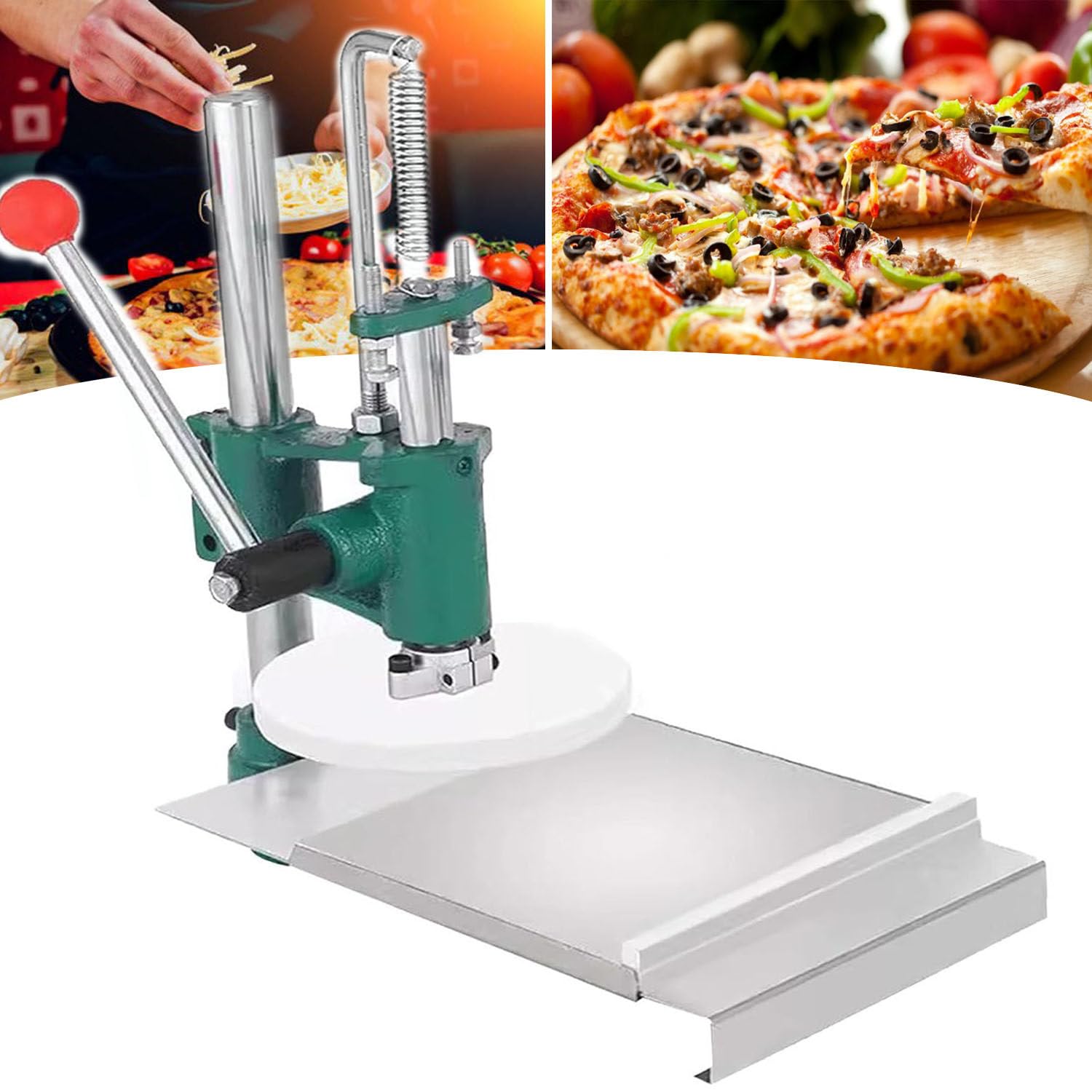 Prensa manual para pizza de 20 cm para pastelerías y uso comercial.