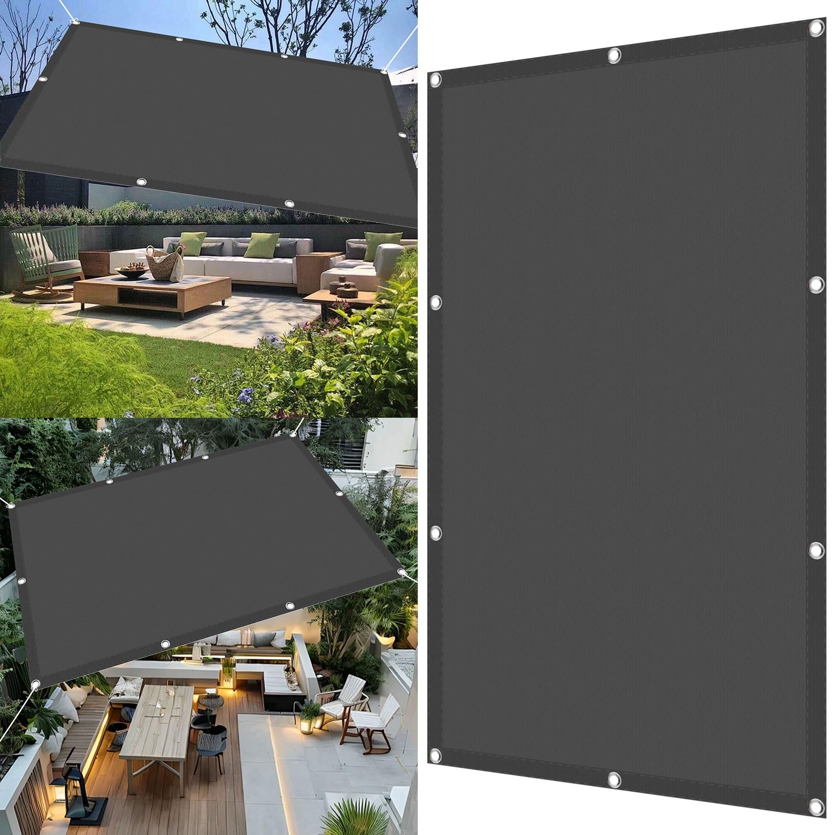 Tenda A Vela Rettangolare 400x450 Cm - Ombreggiante E UV Protection Per Esterno, Giardino O Terrazza - Verde Scuro - Foto 8