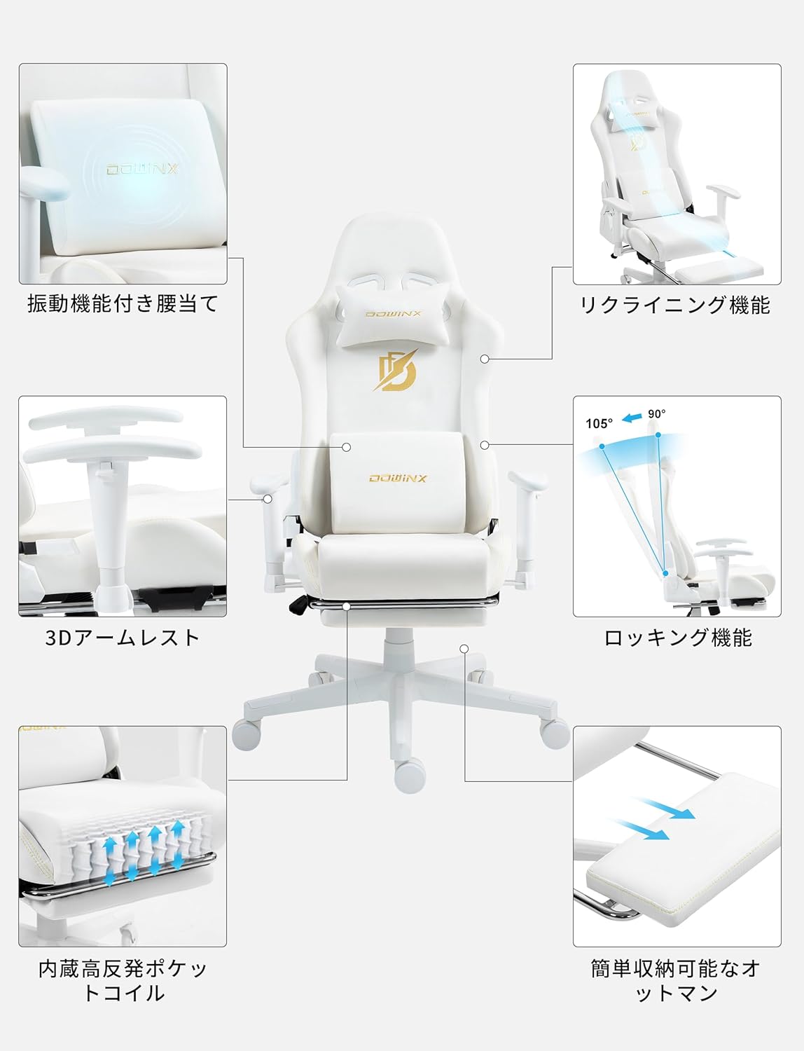 Diagram of chair features and adjustments