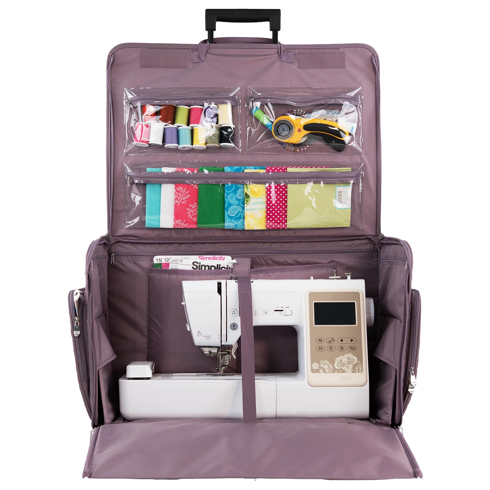 Everything Mary XXL Nähtasche auf Rädern, geräumige Tragetasche mit zum Patent angemeldetem Design, 76,2 x 45,7 x 50,8 cm, strapazierfähiges Polyester, verstellbare Fächer, leicht zu transportierende