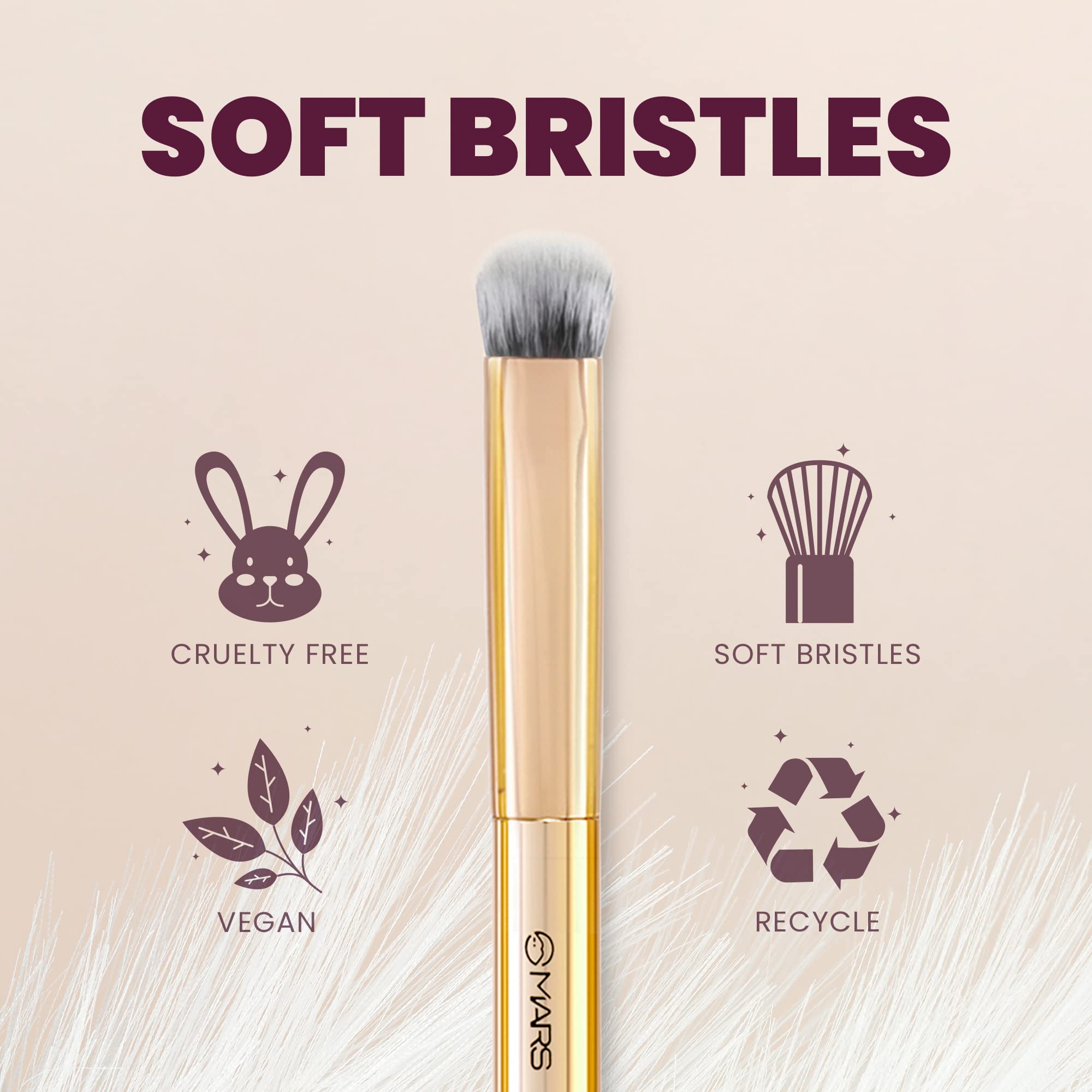 MARS Artist's Arsenal Professional Flat Eyeshadow Makeup Brush | Feather Soft Touch | Precise Synthetic Bristle | Perfect for Eyeshadow | Luxe Packaging Makeup Brush (Golden) 2