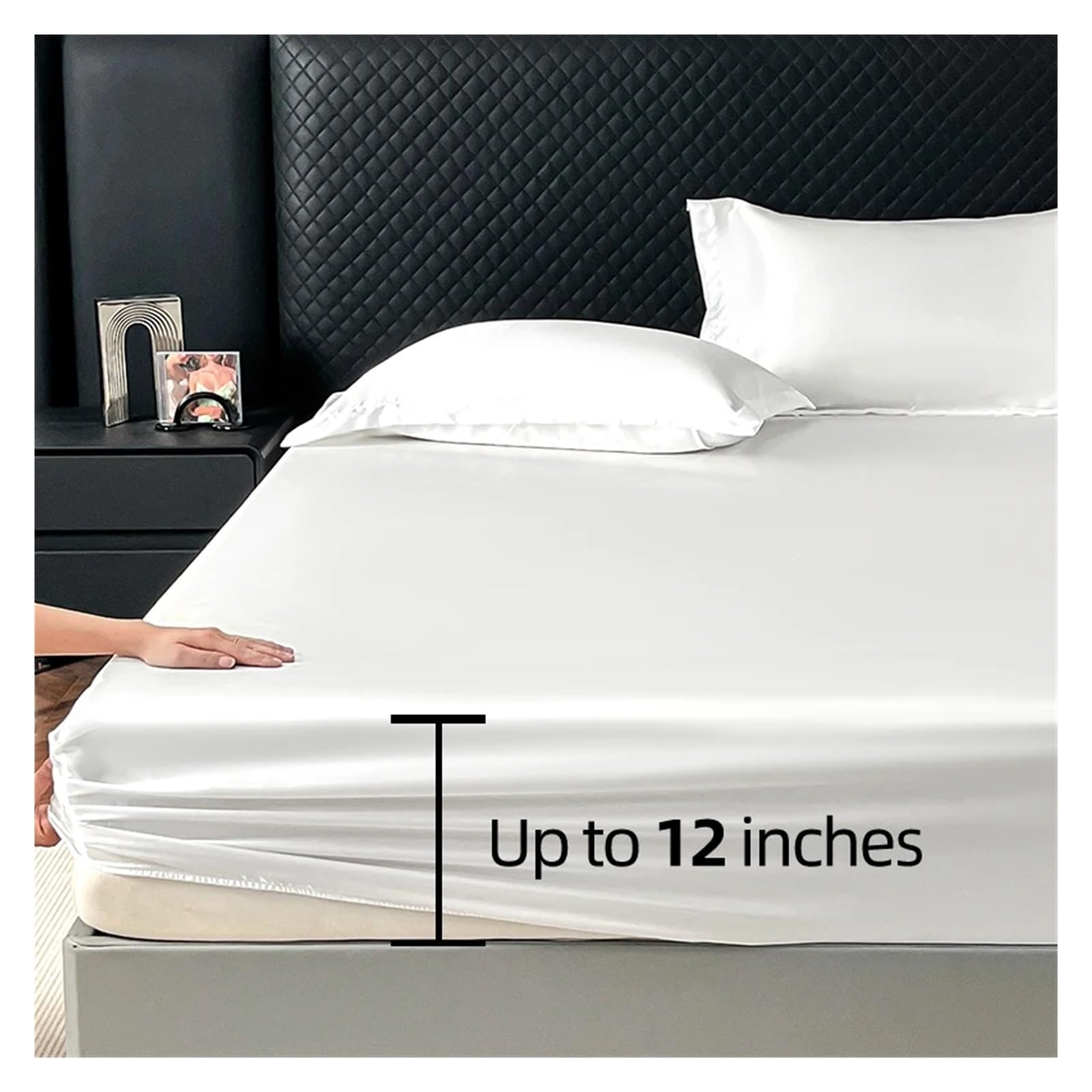 Satin-Spannbettlaken, elastisch, Fester Matratzenbezug, Bettlaken for Einzel-, Doppel- und Paare, King-Size- Queen-Size-Betten, Doppelbetten(Blue2,Queen)