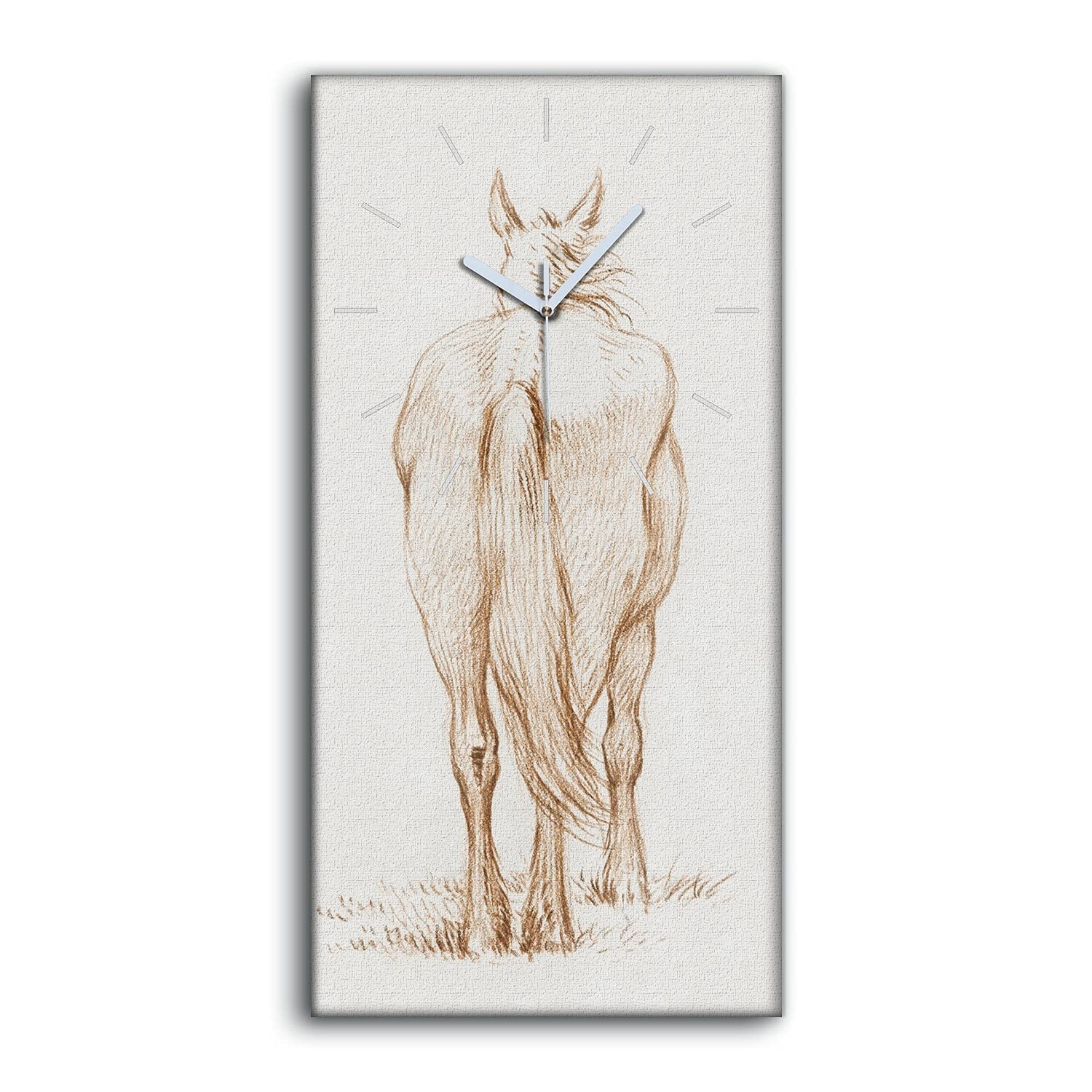 Horloge sur Toile Coloray 30x60cm tableau mural haut de gamme motif art de cheval