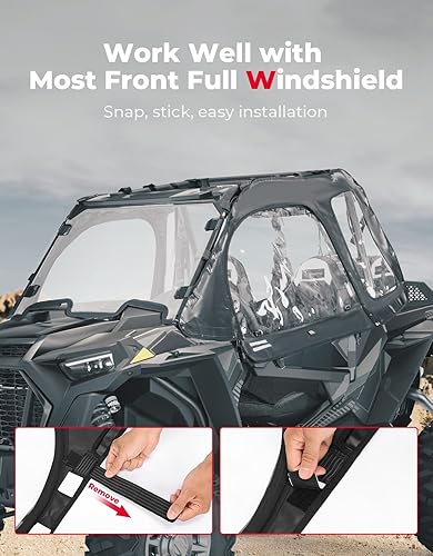 Miniatura 4 de KEMIMOTO Diseño de ajuste mejorado para puertas superiores, compatible con Polaris RZR XP 1000  XP Turbo RZR 900 S 900 2014+ ventanas superiores,