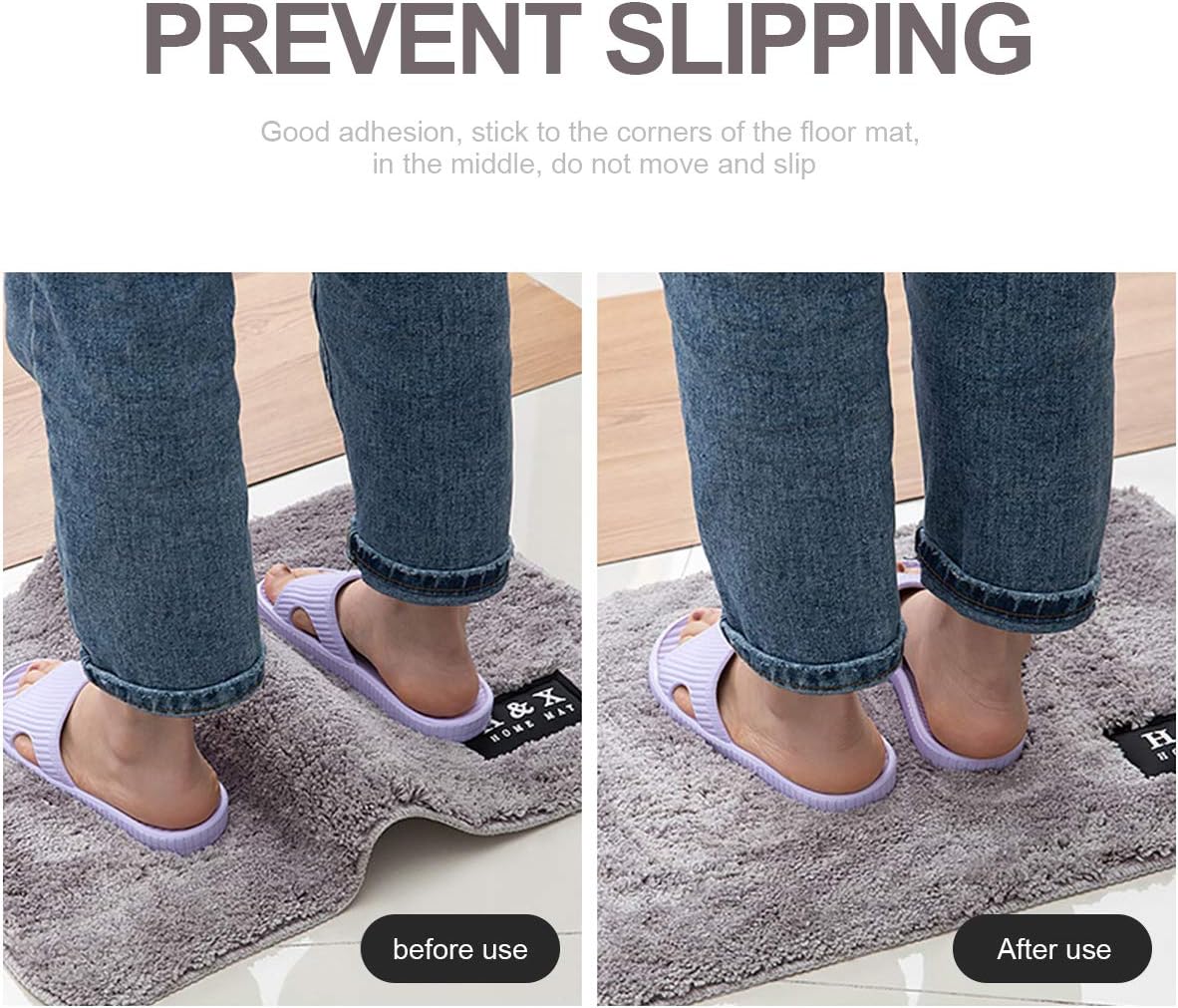 Rug Grippers,Never Curl Rug Grippers Non Slip Reusable Carpet Stickers for Area Rugs, Hardwood Floors, Tile Floors, Floor Mats, Keep Your Rug in Place and Makes Corners Flat for Corners (Black, 4Pcs)