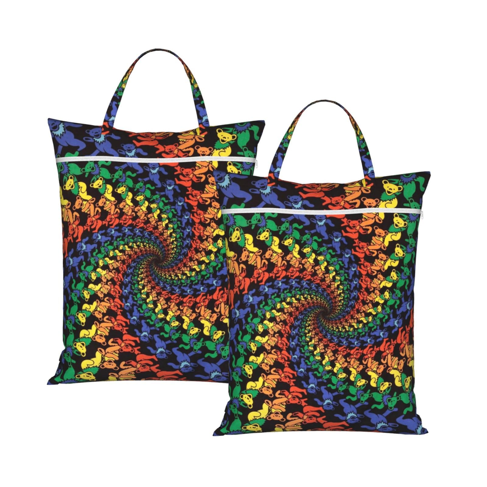 YFSGDLBN Bear Dancing Tie Dye printed Travel dirty laundry bag clothes pack Storage Basket Bag
