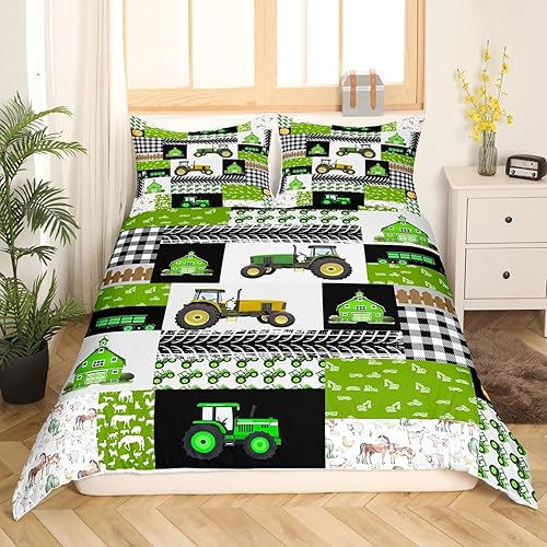 Miniatura 3 de Manfei Juego de funda de edredón de camión de dibujos animados, tamaño matrimonial, juego de ropa de cama de tractor de excavadora de granja, 3