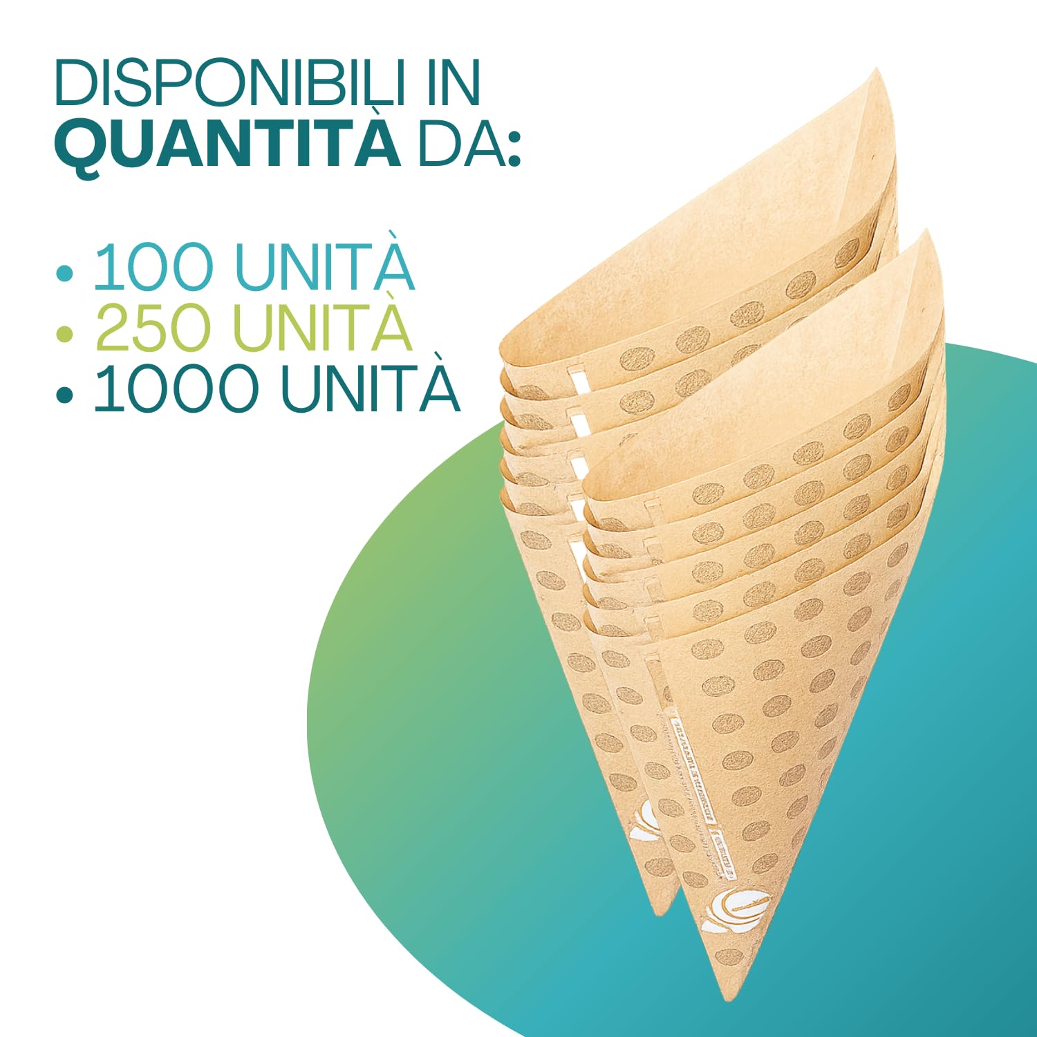 Virsus Coni per fritti in carta di colore avana, misura 17x24 cm, peso 70gr, in carta Oleane Anti Grasso, resistenti, per forno, piastre e microonde, cono per alimenti, patatine (250)
