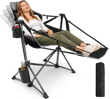 HOPERAN Hammock Camping Chair with Footrest, 400 lbs Swing Chair, Black