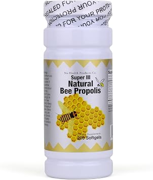 Nu Health Super III Natural Bee Propolis | Premium Bee Propolis with Vitamin C, Zinc & Lecithin | 200 Softgels | Supports Immune Health, Antioxidant Protection & Daily Wellness